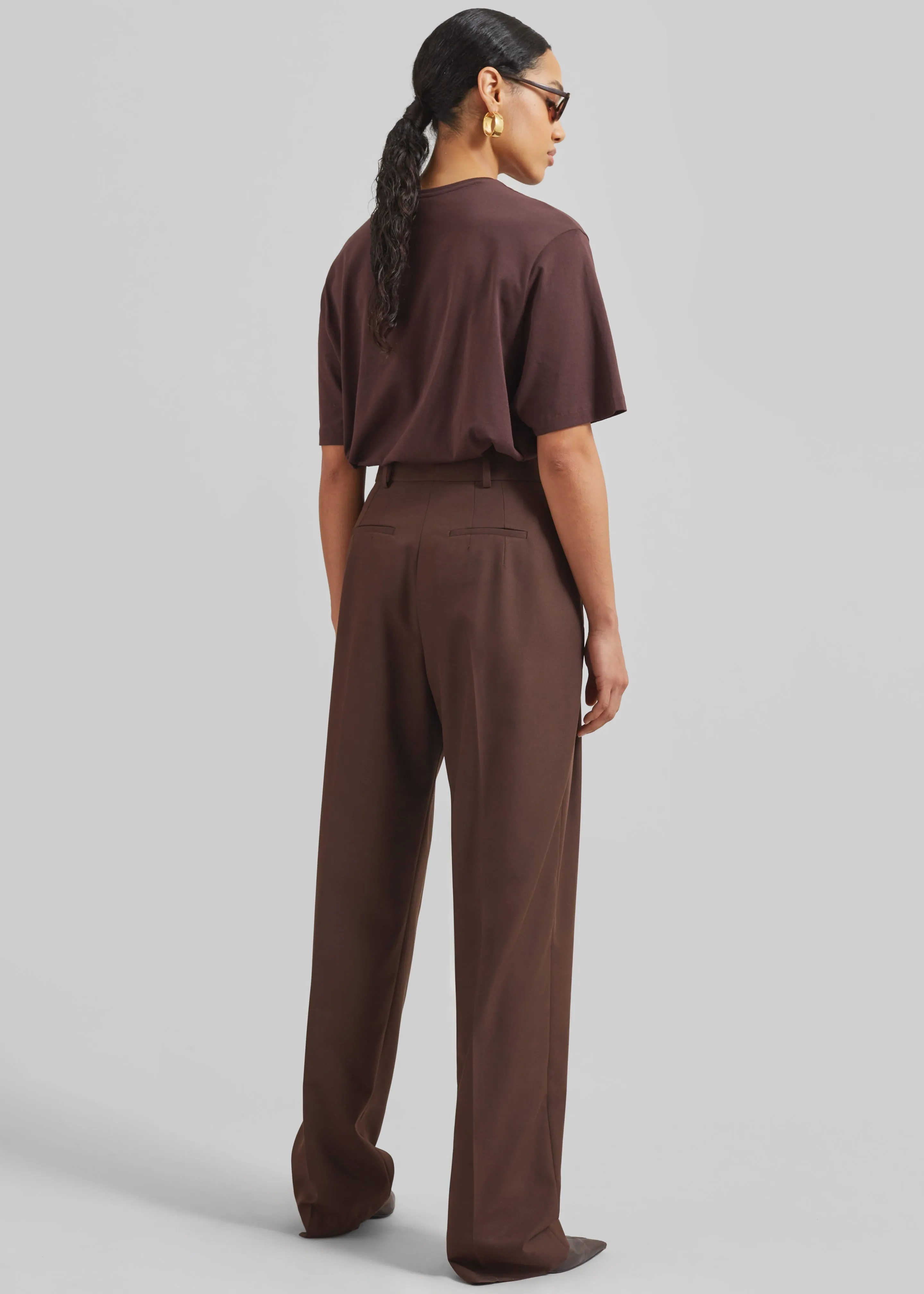 Gelso Pleated Twill Trousers - Brown sold by Frankie Shop product image thumbnail 4