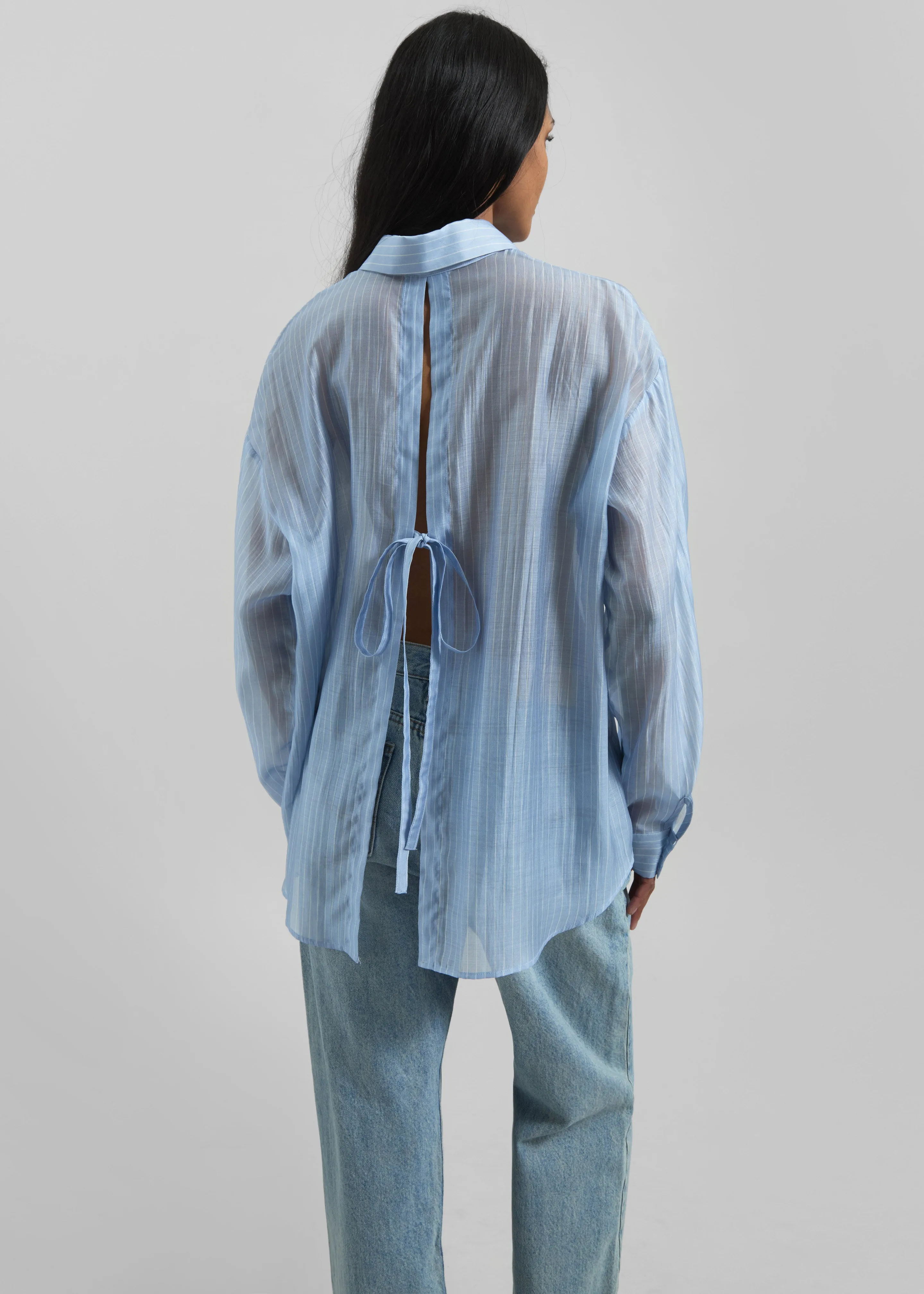 Kesin Open Back Shirt - Blue/White Stripe sold by Frankie Shop product image thumbnail 2