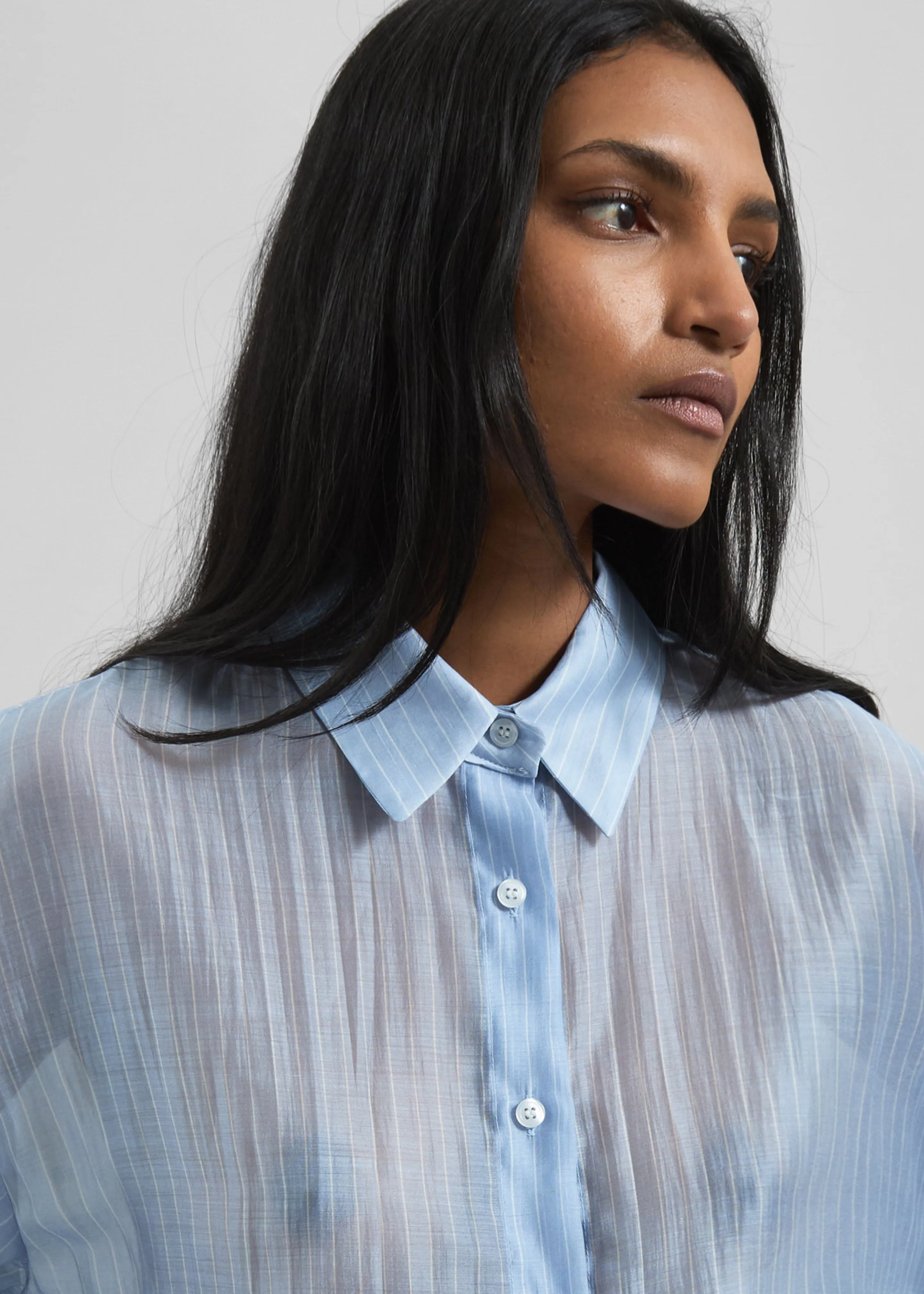 Kesin Open Back Shirt - Blue/White Stripe sold by Frankie Shop product image thumbnail 5