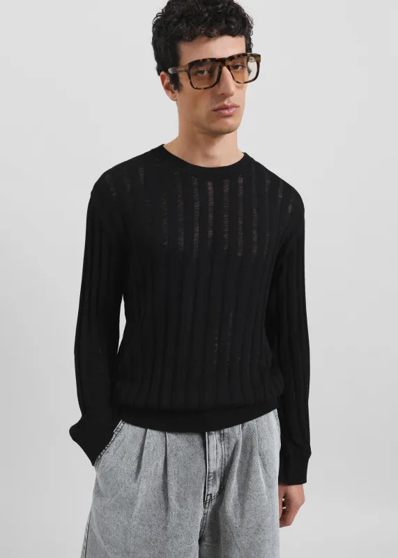 Louis Gabriel Nouchi Ribbed Laddered Jumper - Black sold by Frankie Shop