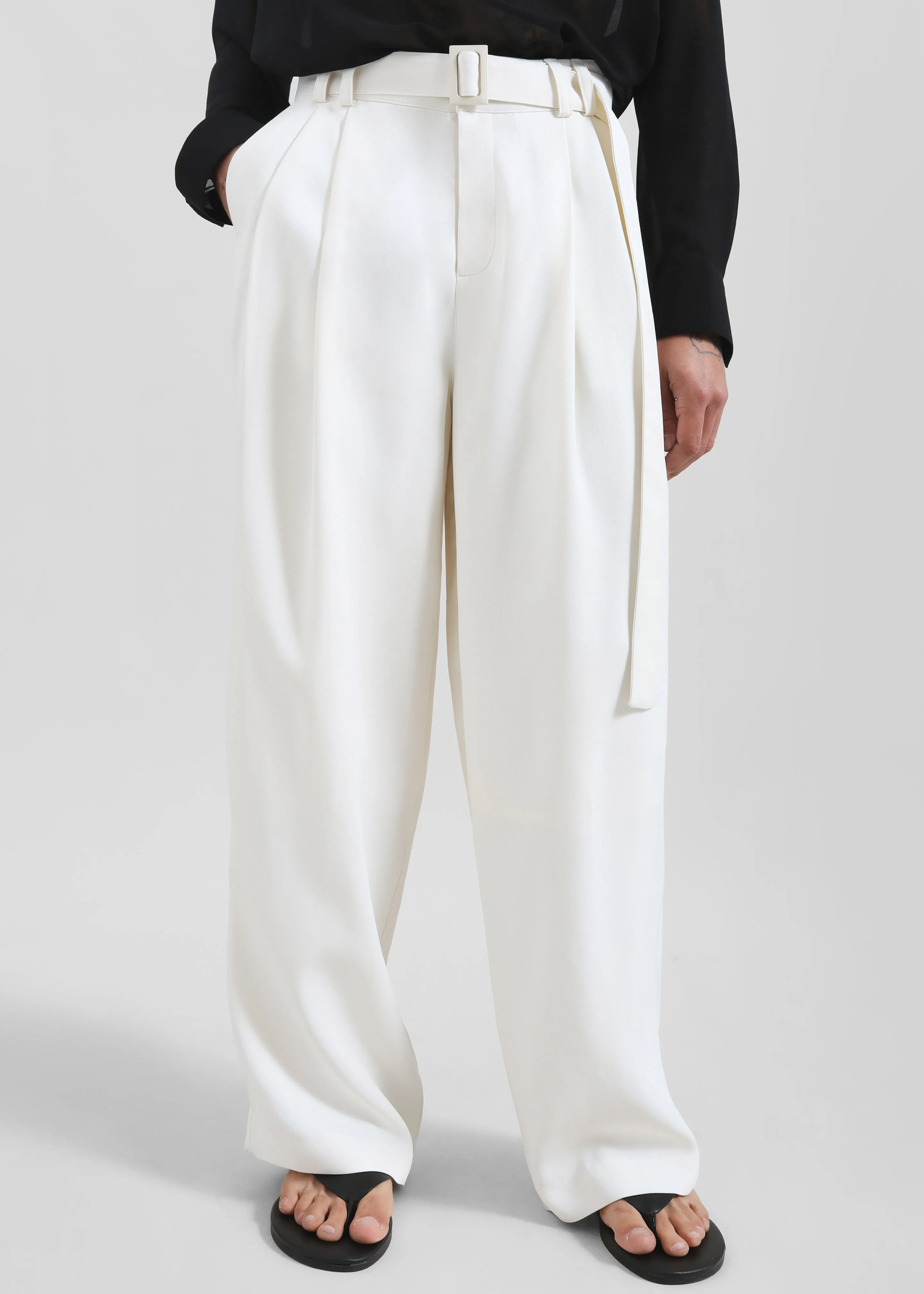 Louis Gabriel Nouchi Large Trousers With Pleats - Bone sold by Frankie Shop product image thumbnail 4
