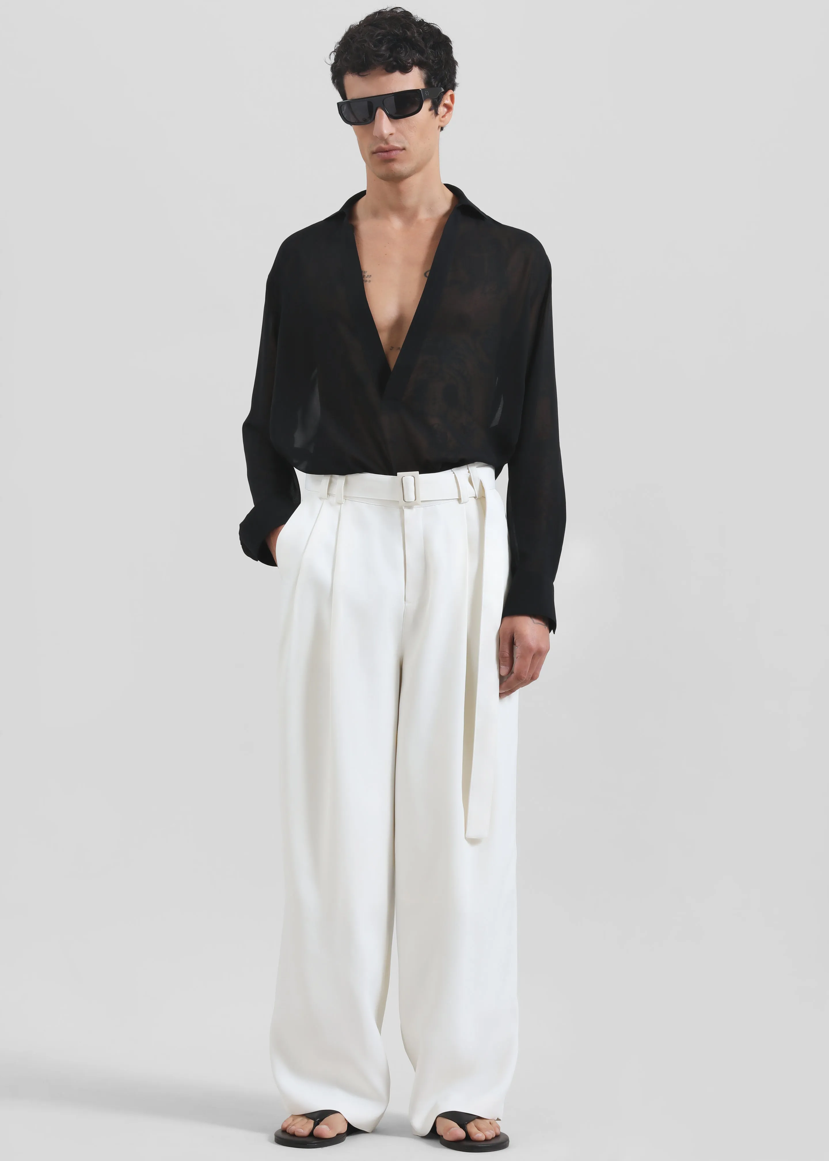 Louis Gabriel Nouchi Large Trousers With Pleats - Bone sold by Frankie Shop product image thumbnail 5