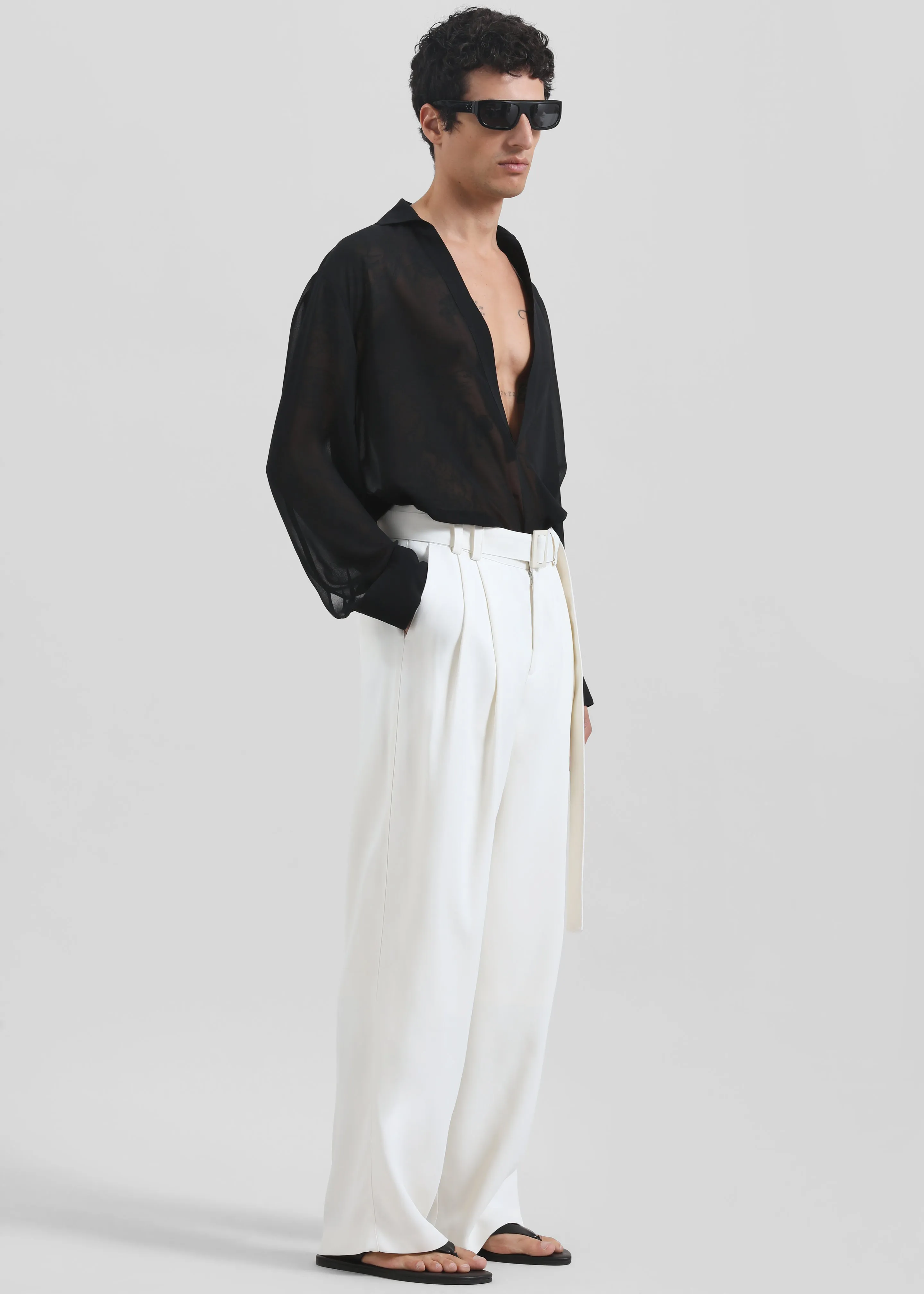 Louis Gabriel Nouchi Large Trousers With Pleats - Bone sold by Frankie Shop product image thumbnail 2