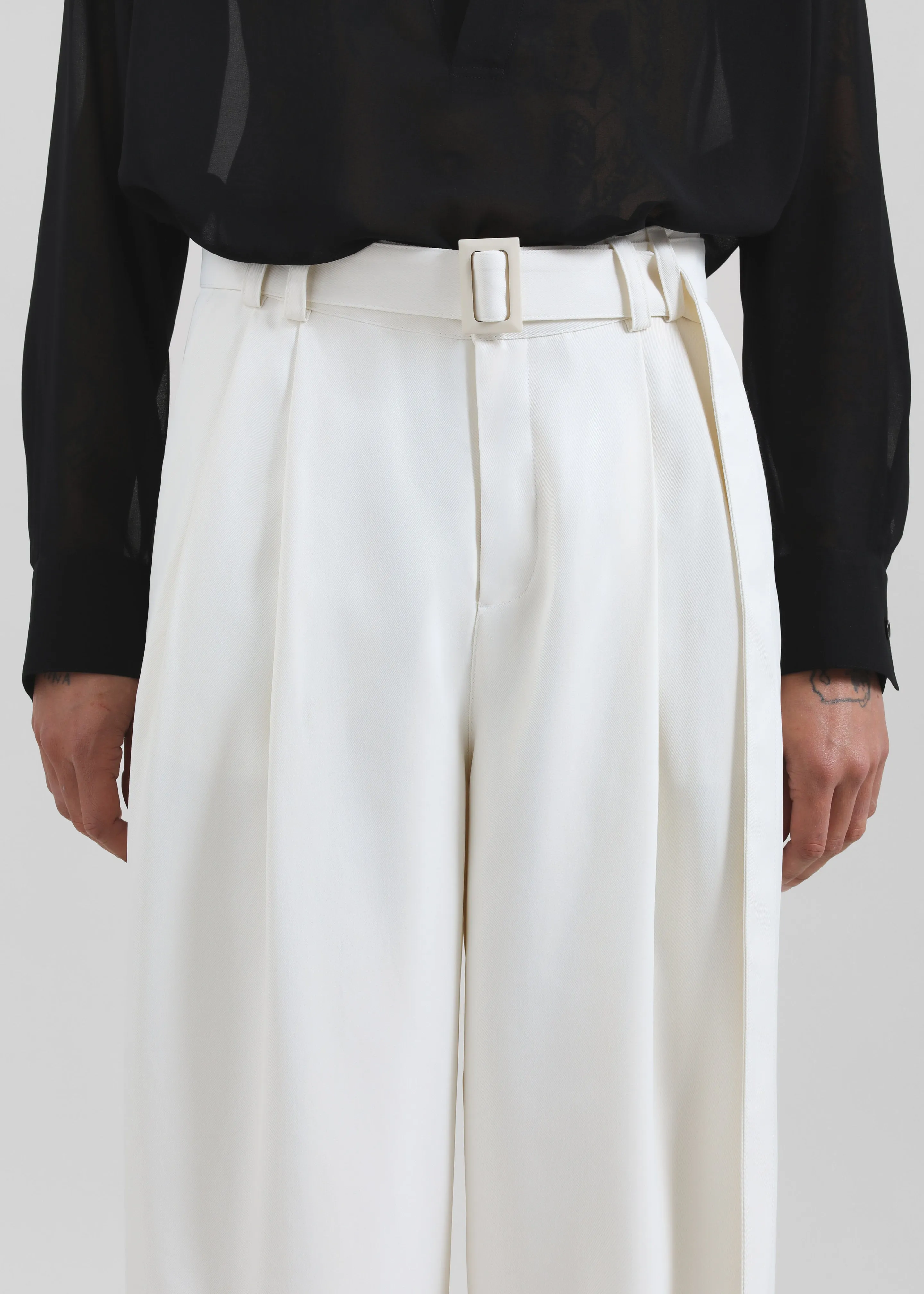 Louis Gabriel Nouchi Large Trousers With Pleats - Bone sold by Frankie Shop product image thumbnail 3