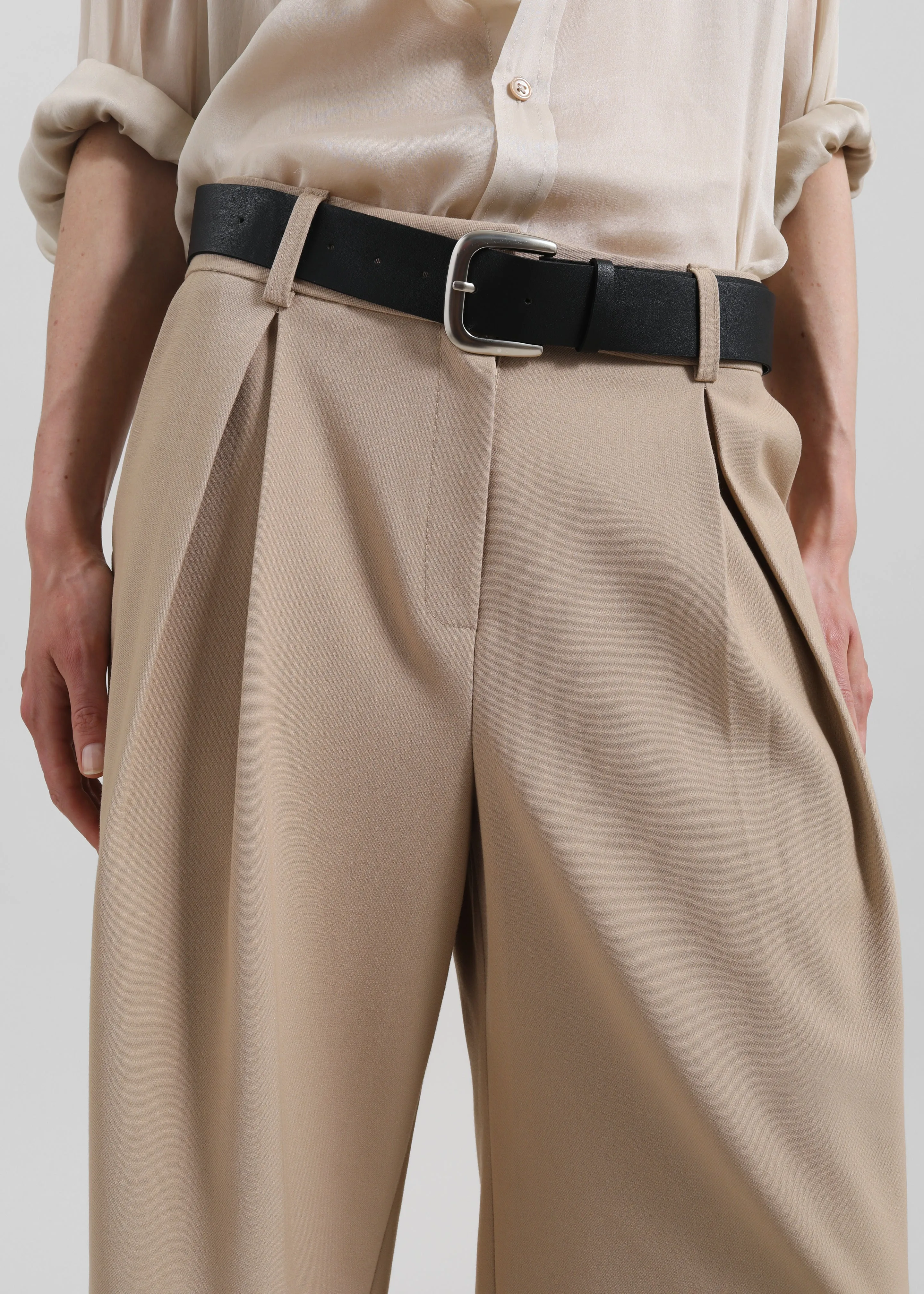 Varen Belted Wide Trousers - Beige sold by Frankie Shop product image thumbnail 4