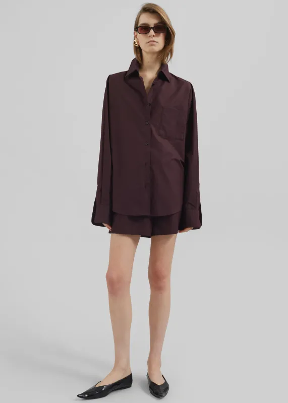 Lui Organic Cotton Shirt - Dark Plum sold by Frankie Shop