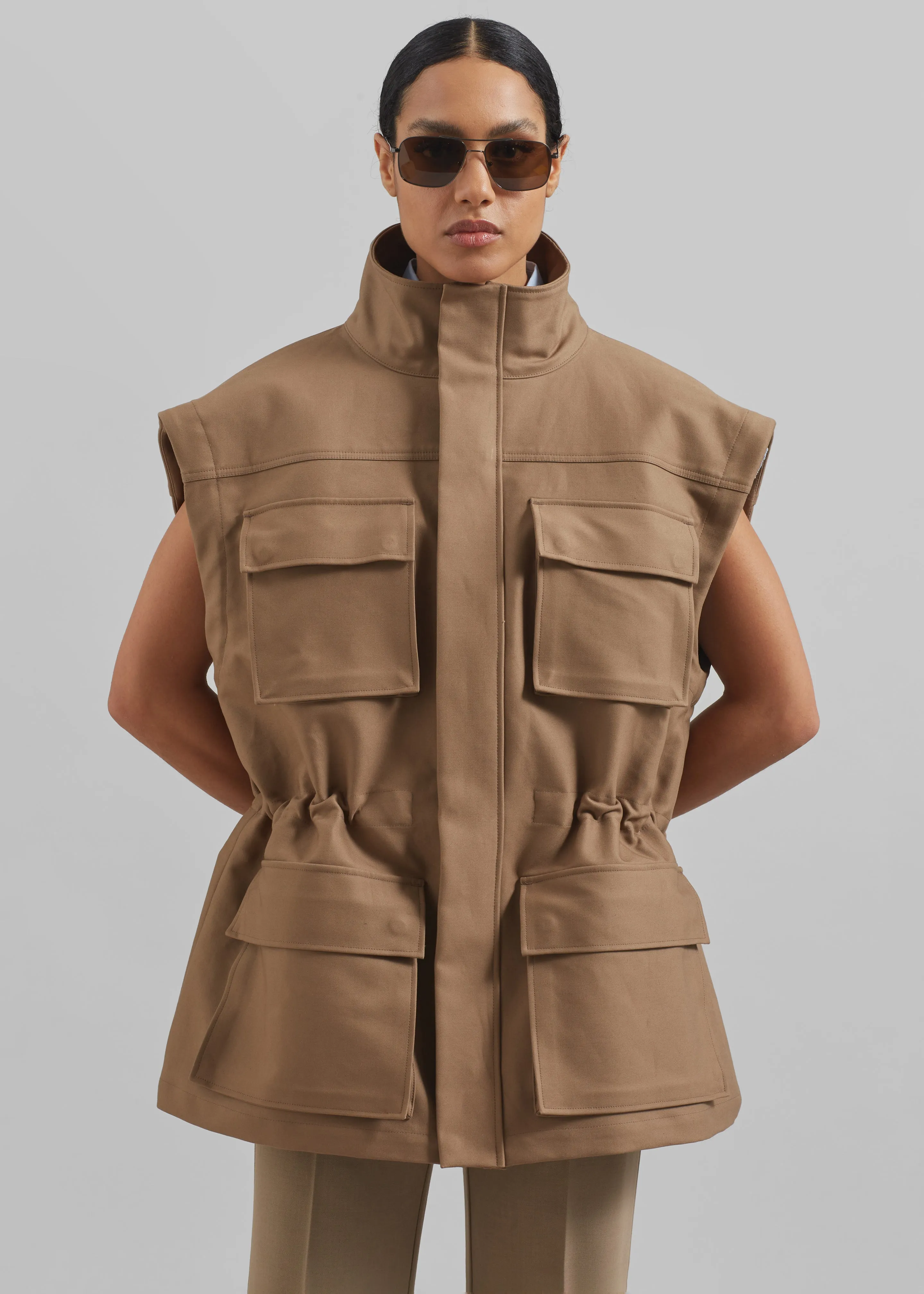 Melton Detachable Sleeve Cargo Jacket - Camel sold by Frankie Shop product image thumbnail 5