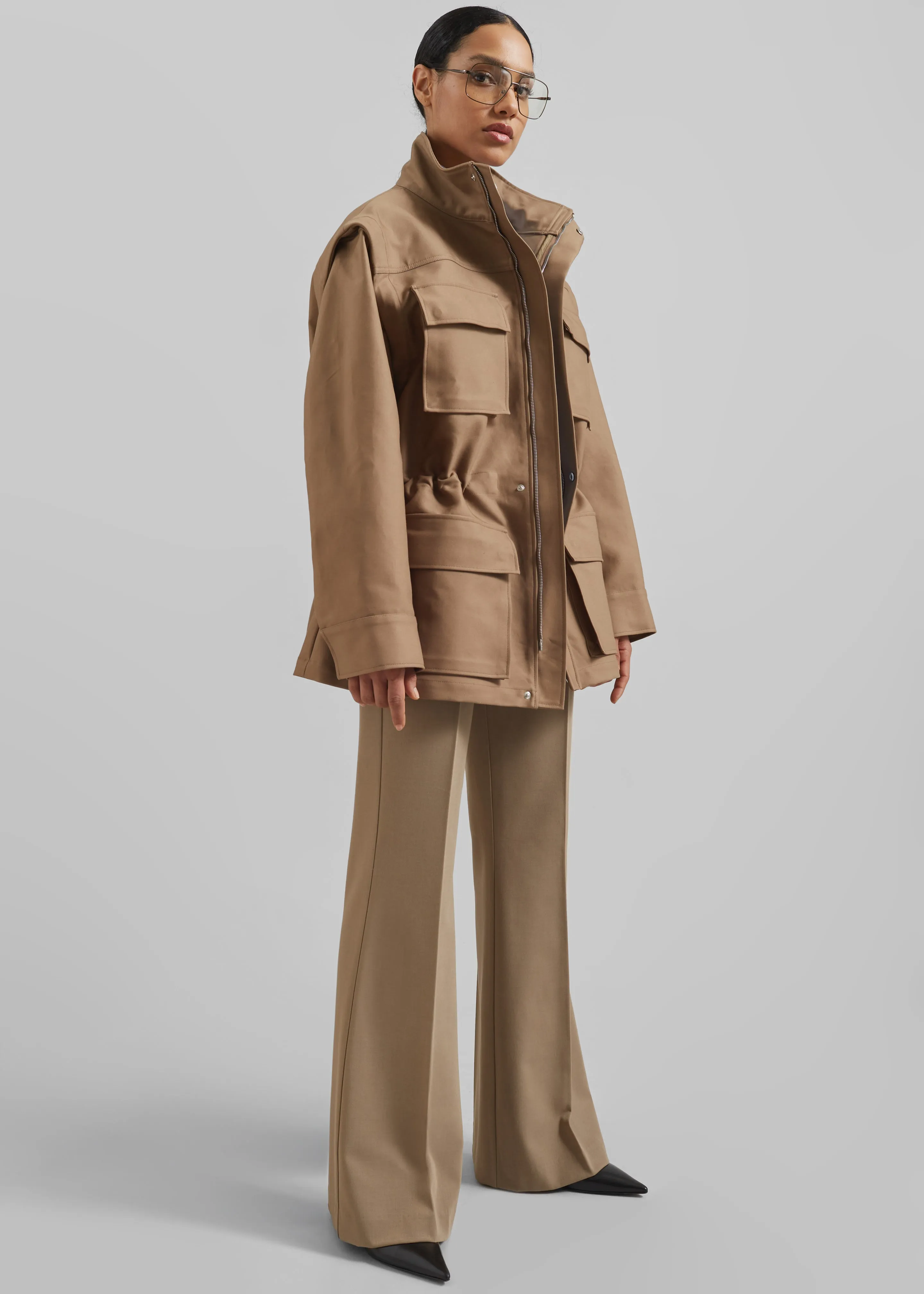 Melton Detachable Sleeve Cargo Jacket - Camel sold by Frankie Shop product image thumbnail 4