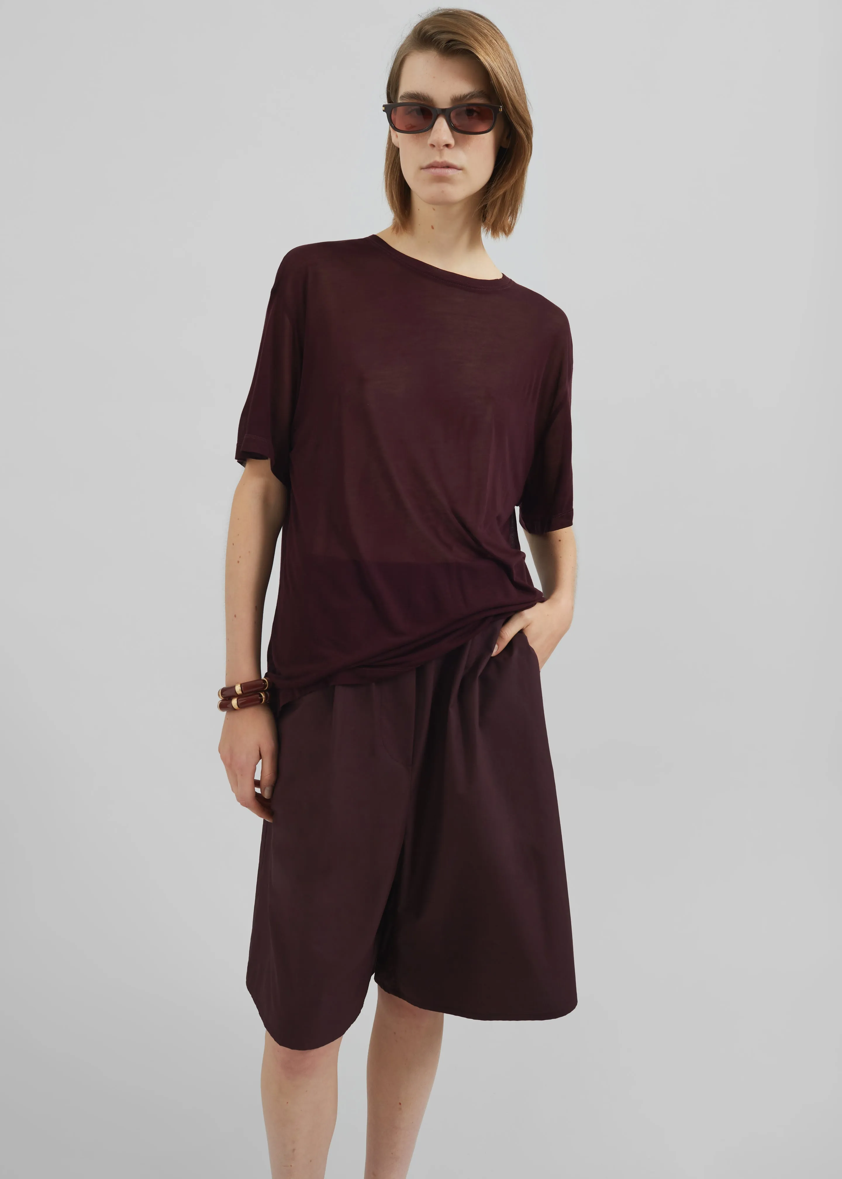 Selvan Sheer T-Shirt - Burgundy sold by Frankie Shop product image thumbnail 2