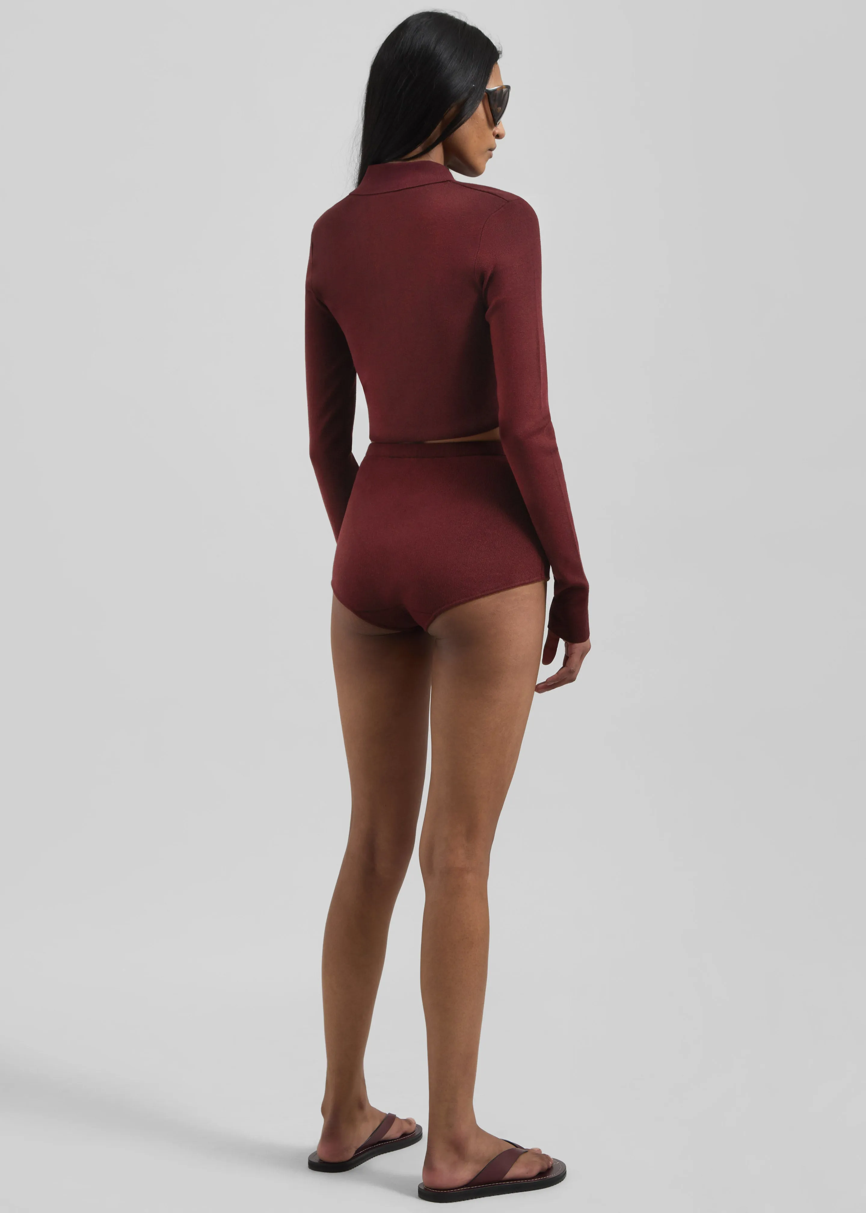 Giselle Cropped Knit Polo - Burgundy sold by Frankie Shop product image thumbnail 5