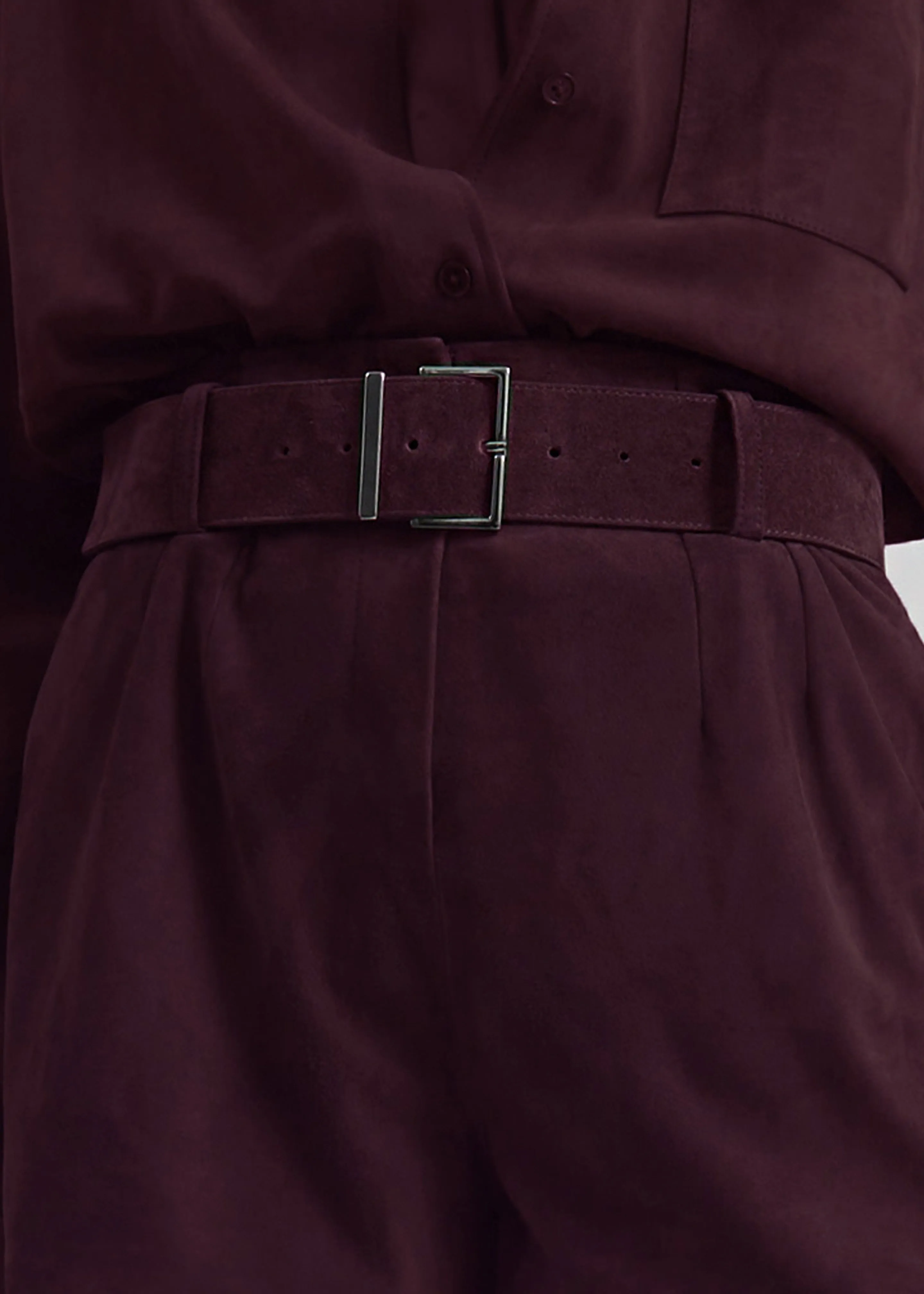 Evro Suede Leather Belt - Burgundy sold by Frankie Shop product image thumbnail 3