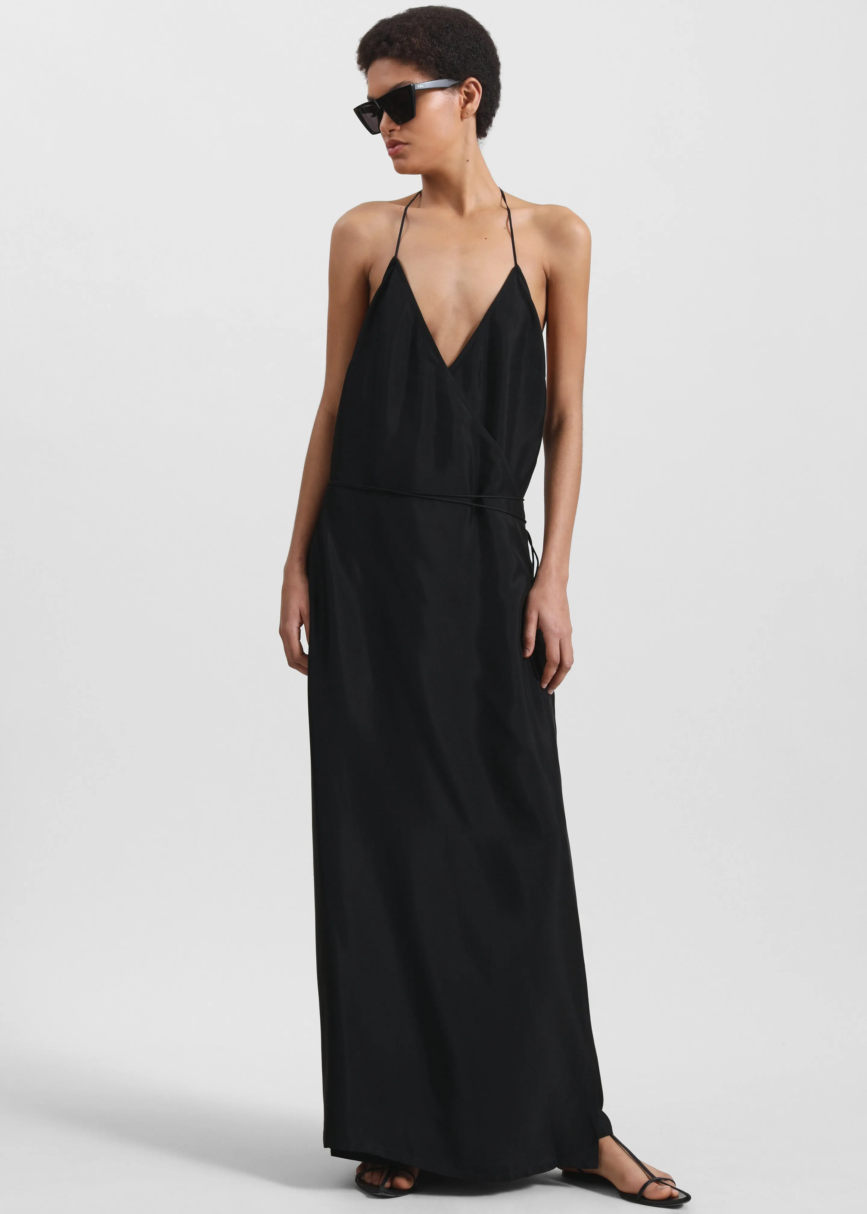 Matin Draped Wrap Dress - Black sold by Frankie Shop