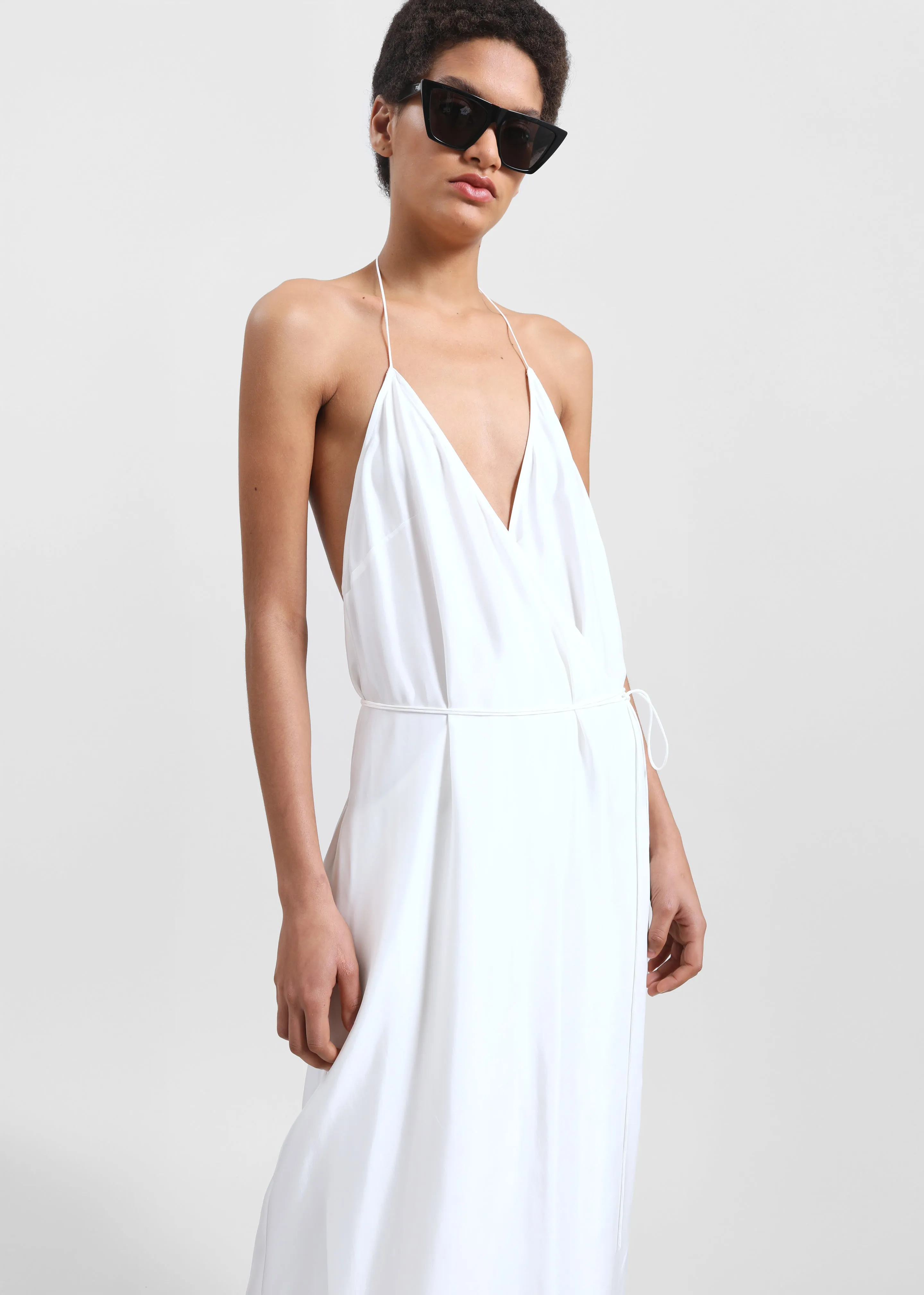 Matin Draped Wrap Dress - Natural sold by Frankie Shop