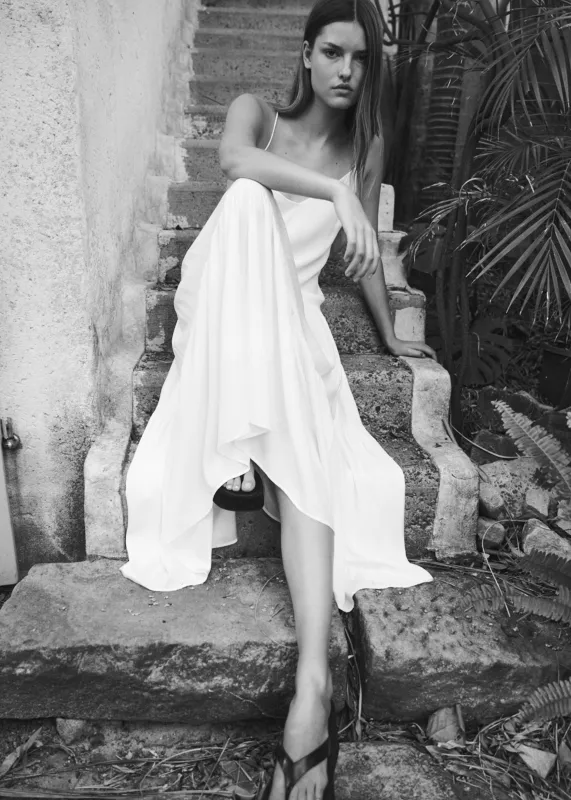 Matin Silk Tiered Dress - Natural sold by Frankie Shop