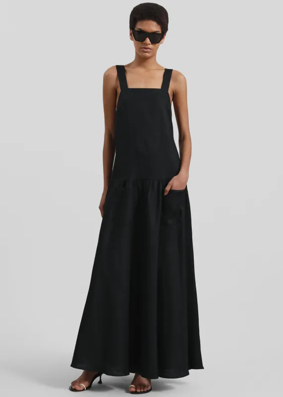 Matin Athena Cross Back Linen Dress - Black sold by Frankie Shop