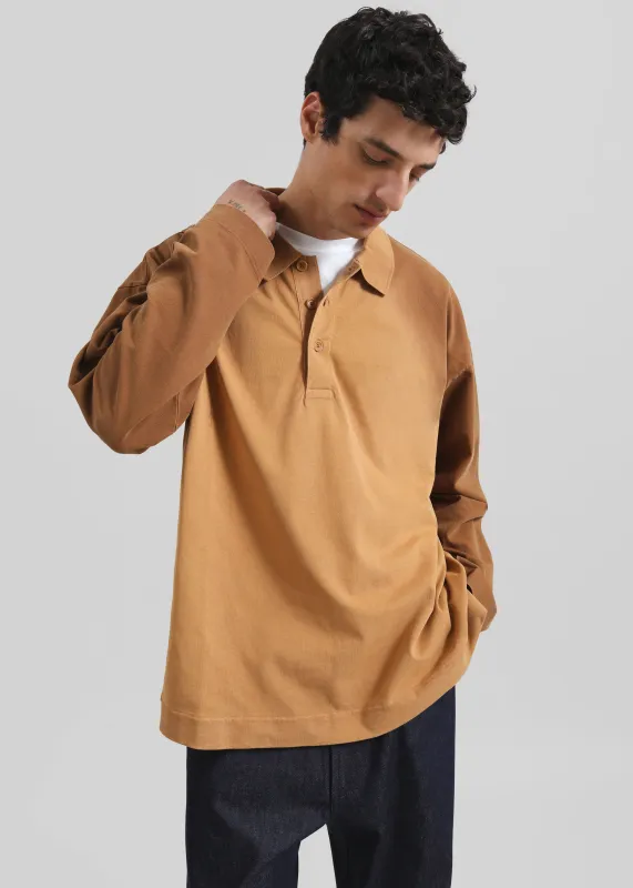JW Anderson Long Sleeve Rugby Polo - Tobacco sold by Frankie Shop