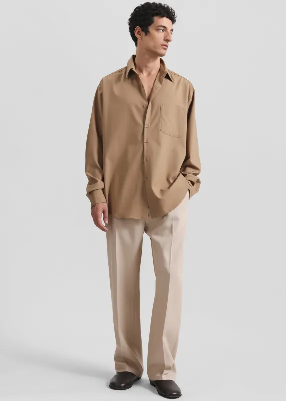 Sinclair Neck Tie Shirt - Camel sold by Frankie Shop