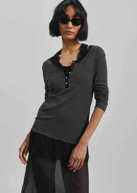 Orlen Fine Knit Top - Black/White Stripe sold by Frankie Shop