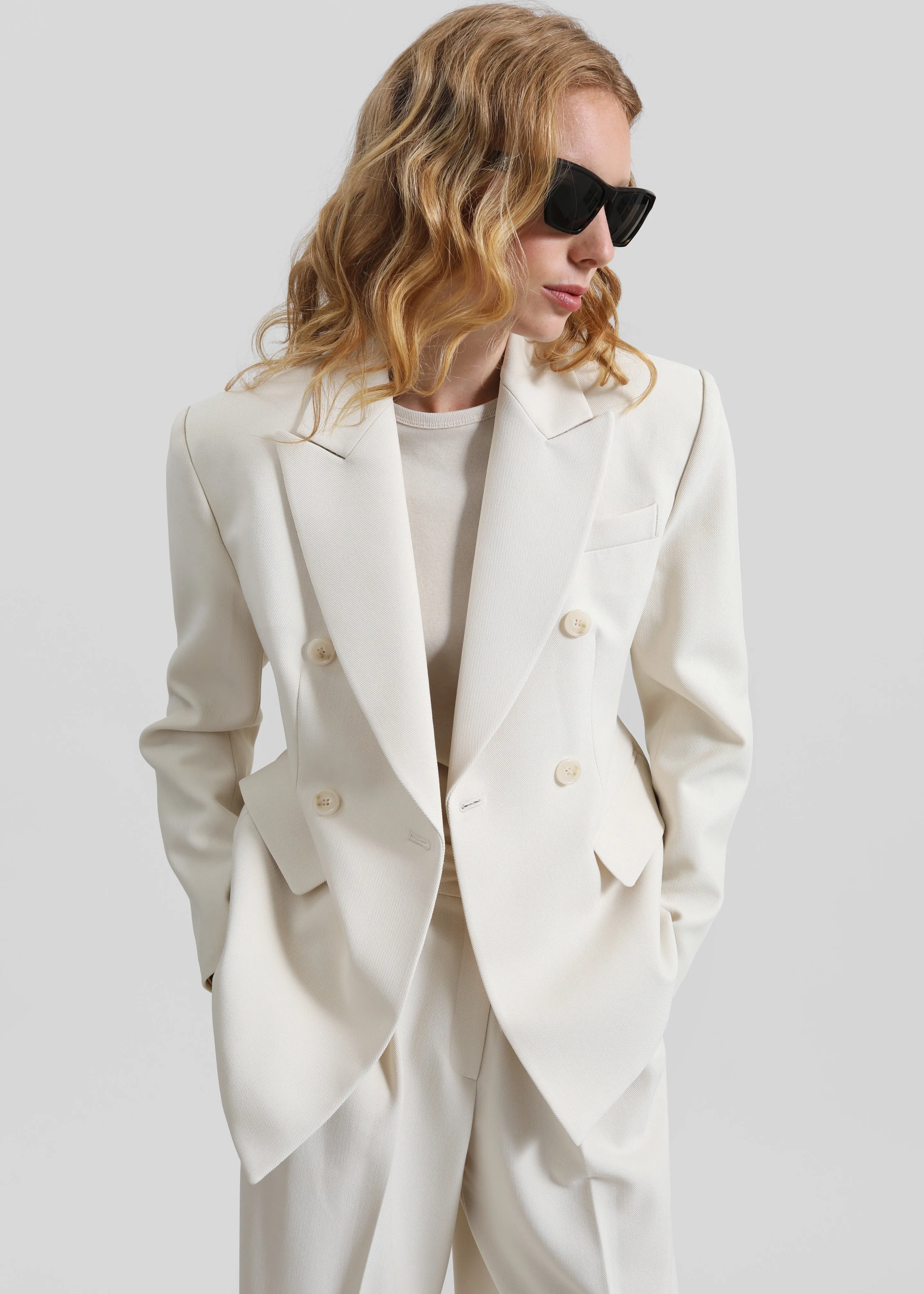 Dina Double Breasted Blazer - Cream sold by Frankie Shop product image thumbnail 5