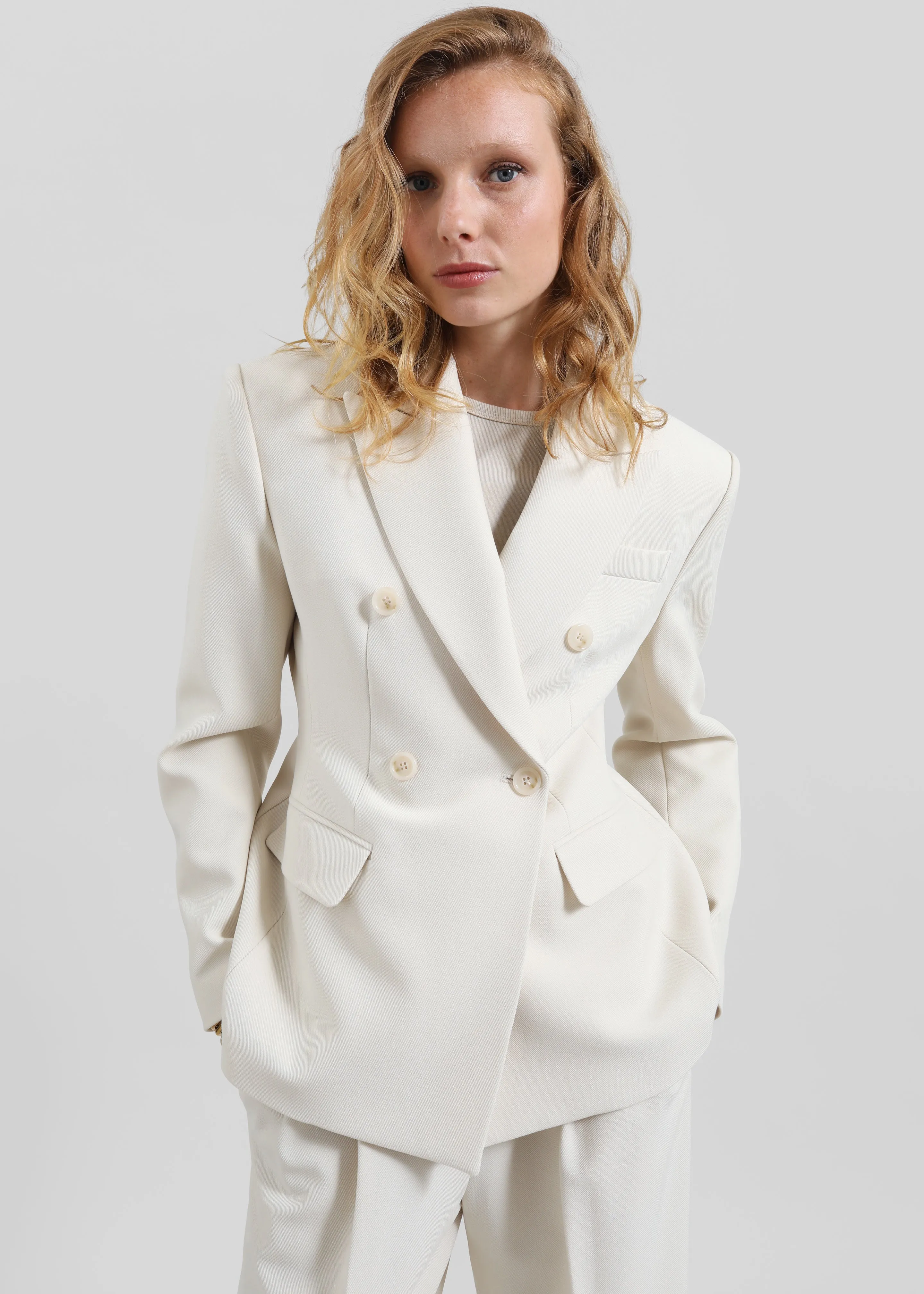 Dina Double Breasted Blazer - Cream sold by Frankie Shop