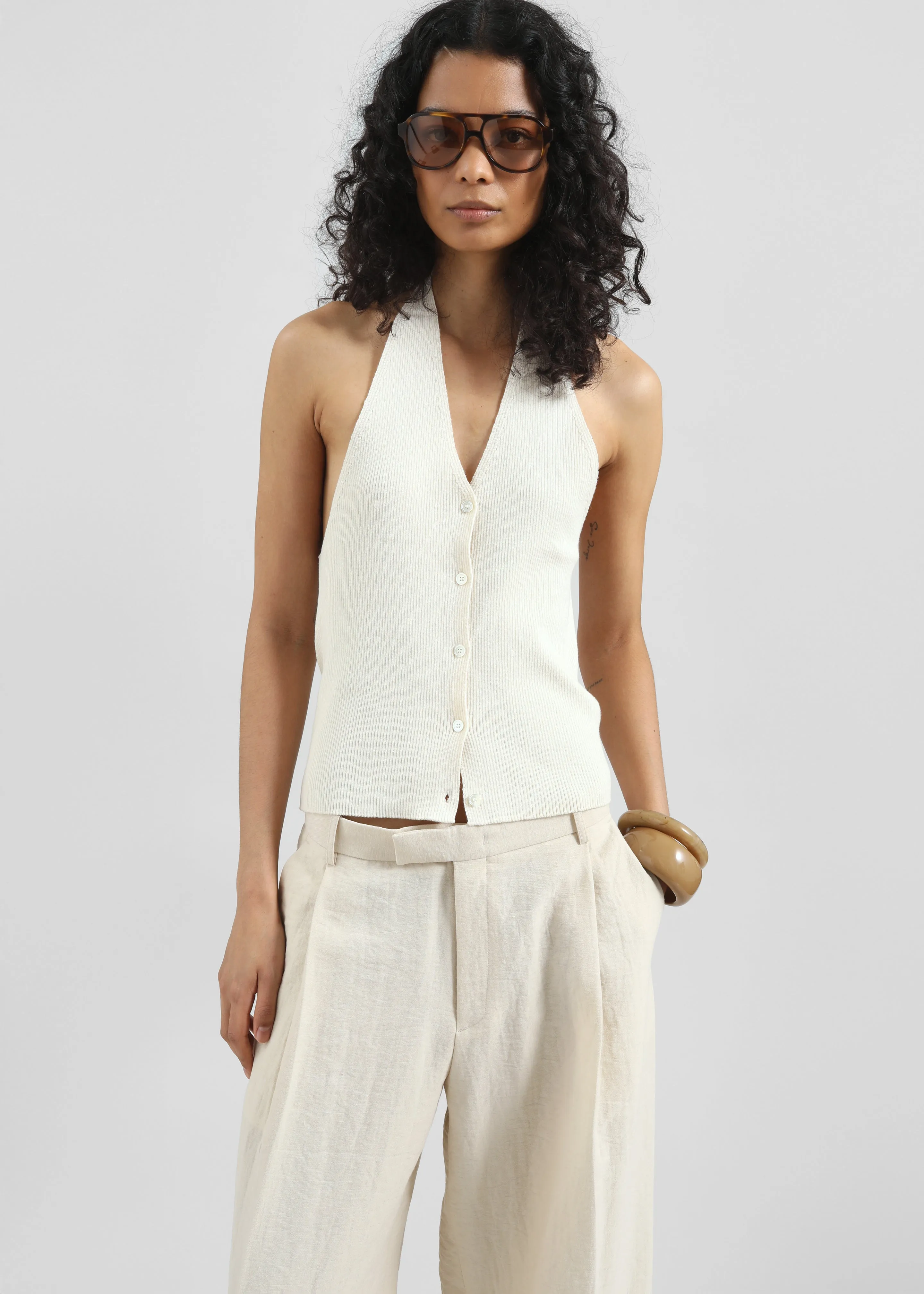 Himi Knit Halter Top - Cream sold by Frankie Shop