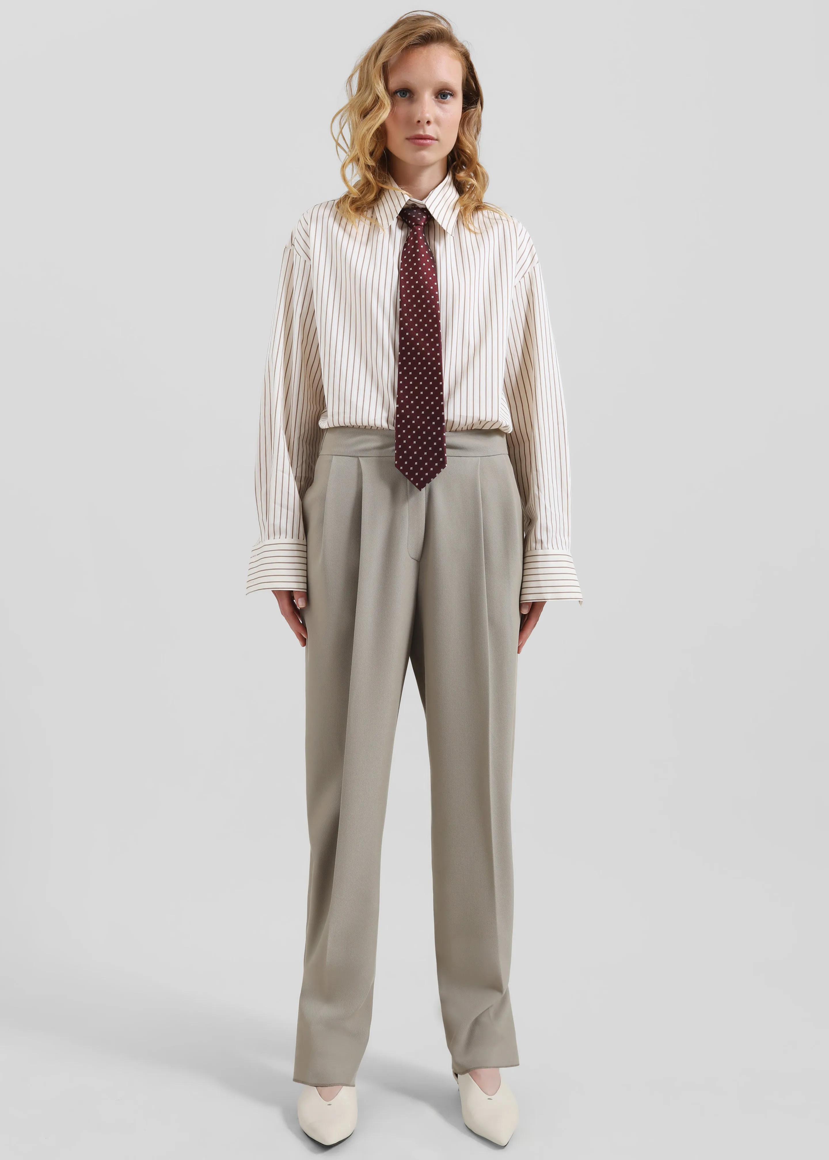 Dina Pleated Trousers - Light Taupe sold by Frankie Shop