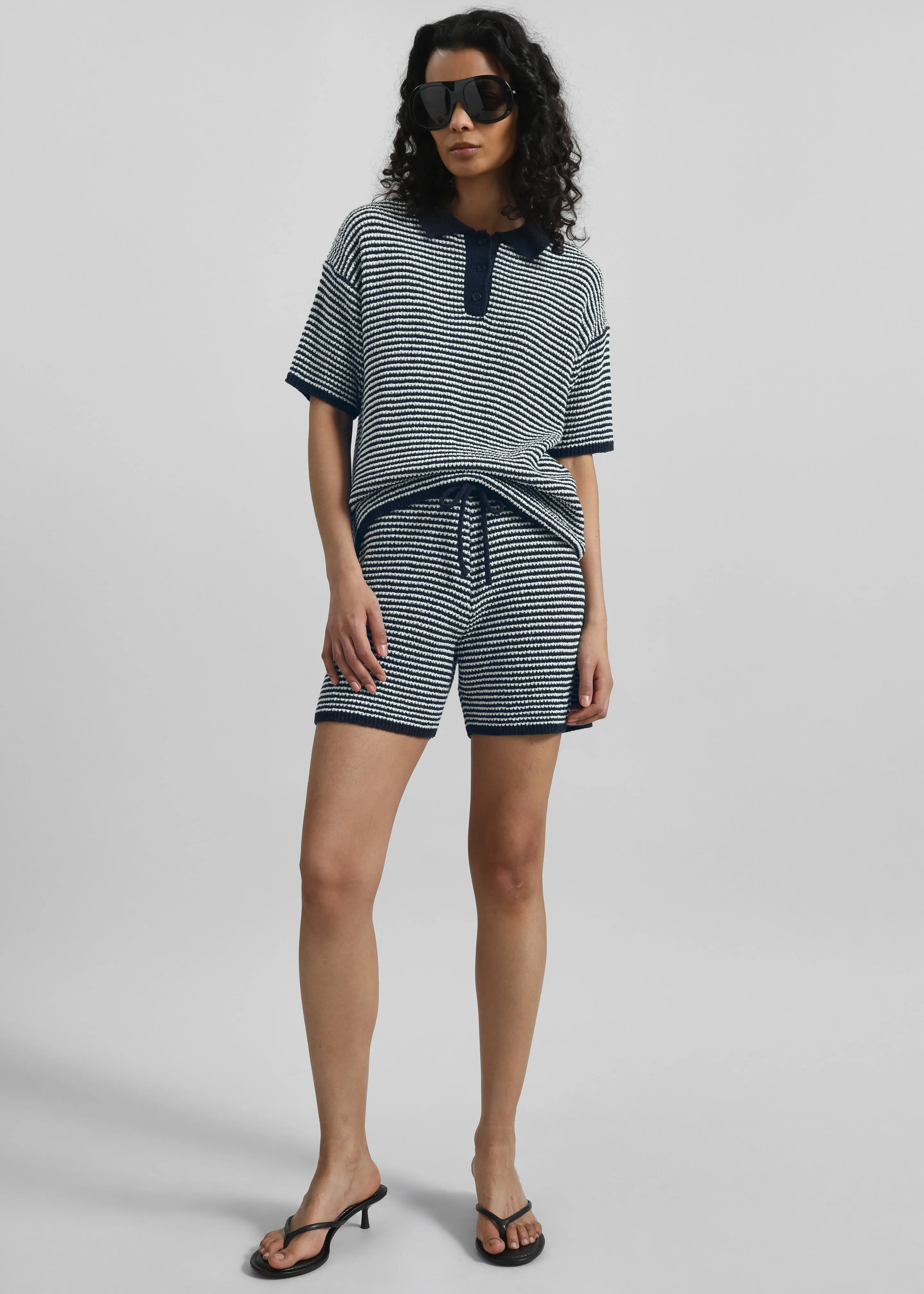 Bynea Knit Polo - Navy/White Stripe sold by Frankie Shop