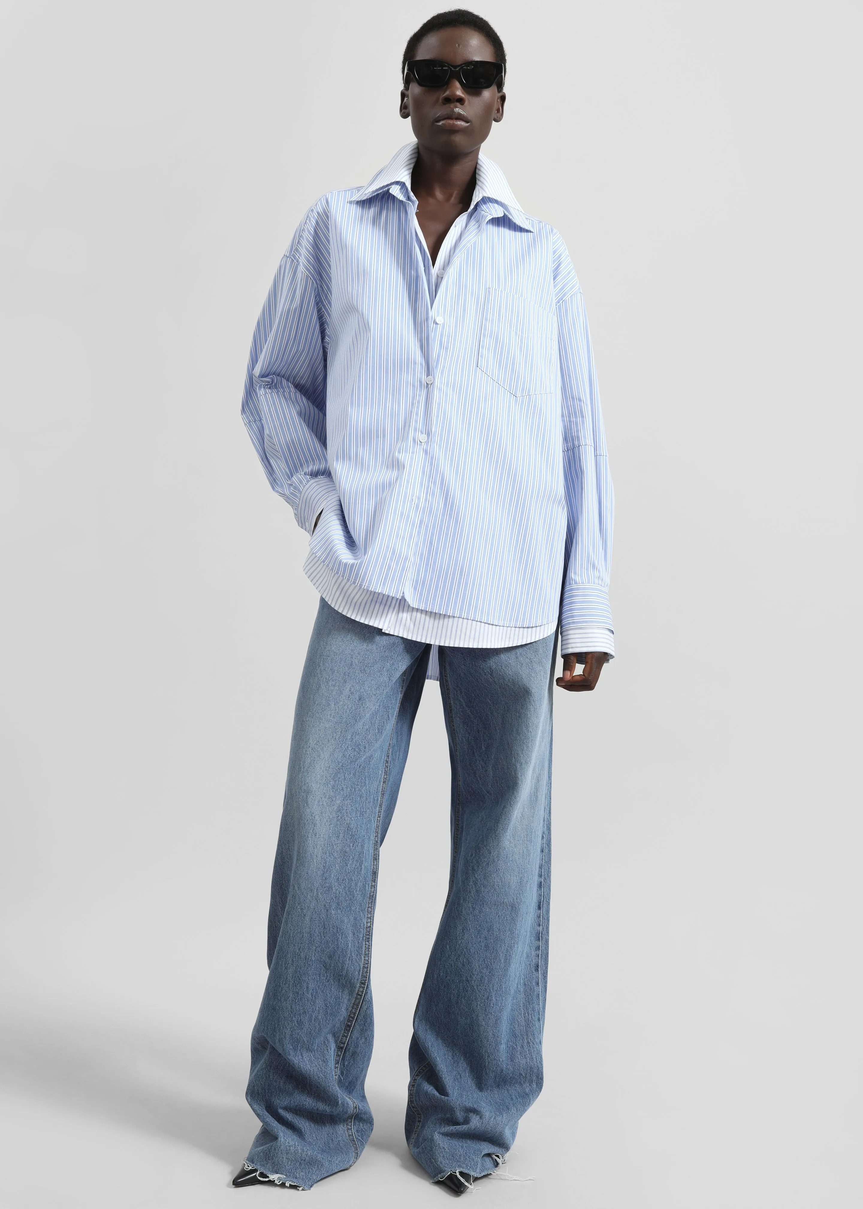 Lienz Double Shirt - Blue/White Stripe sold by Frankie Shop product image thumbnail 2