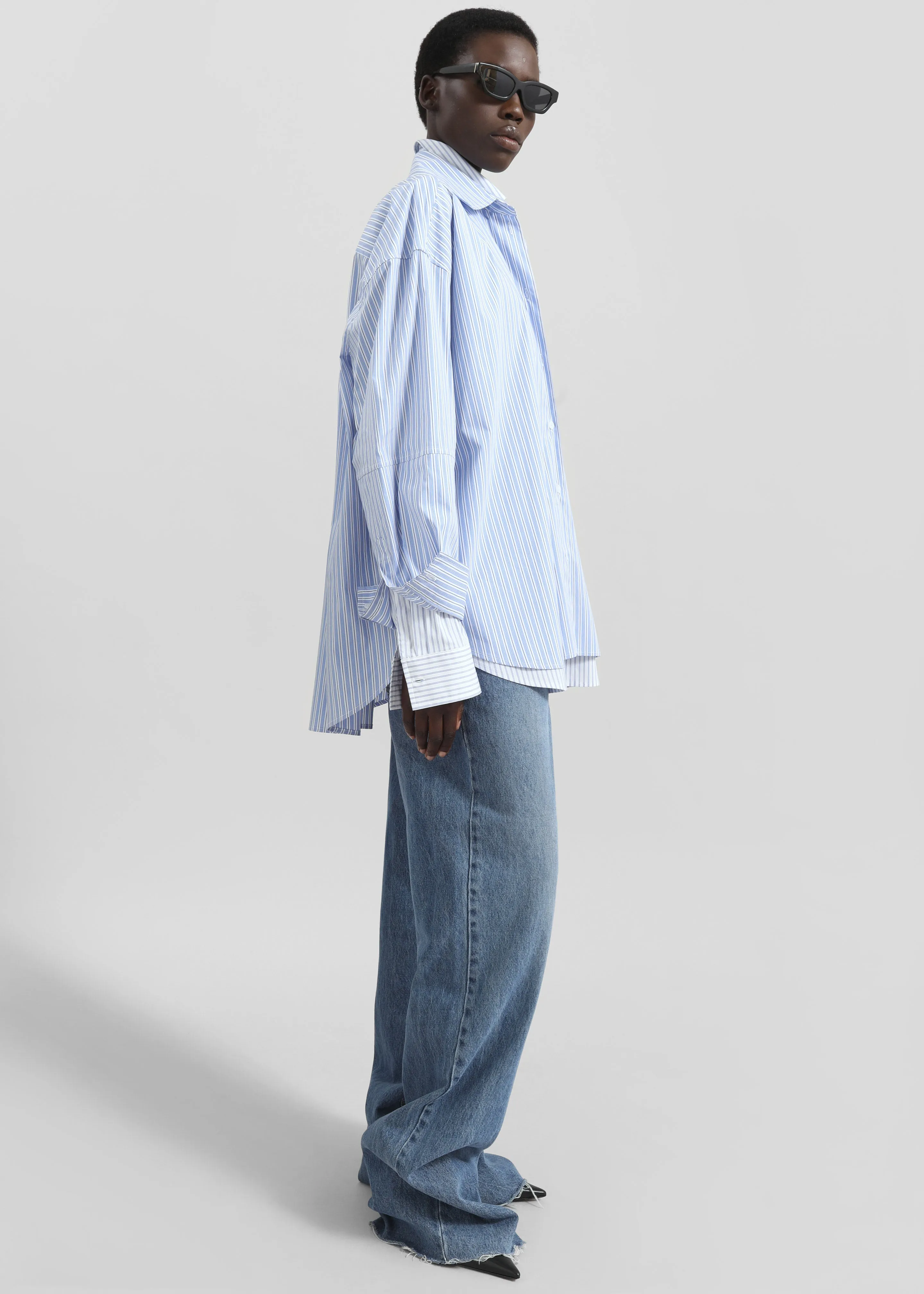 Lienz Double Shirt - Blue/White Stripe sold by Frankie Shop product image thumbnail 5