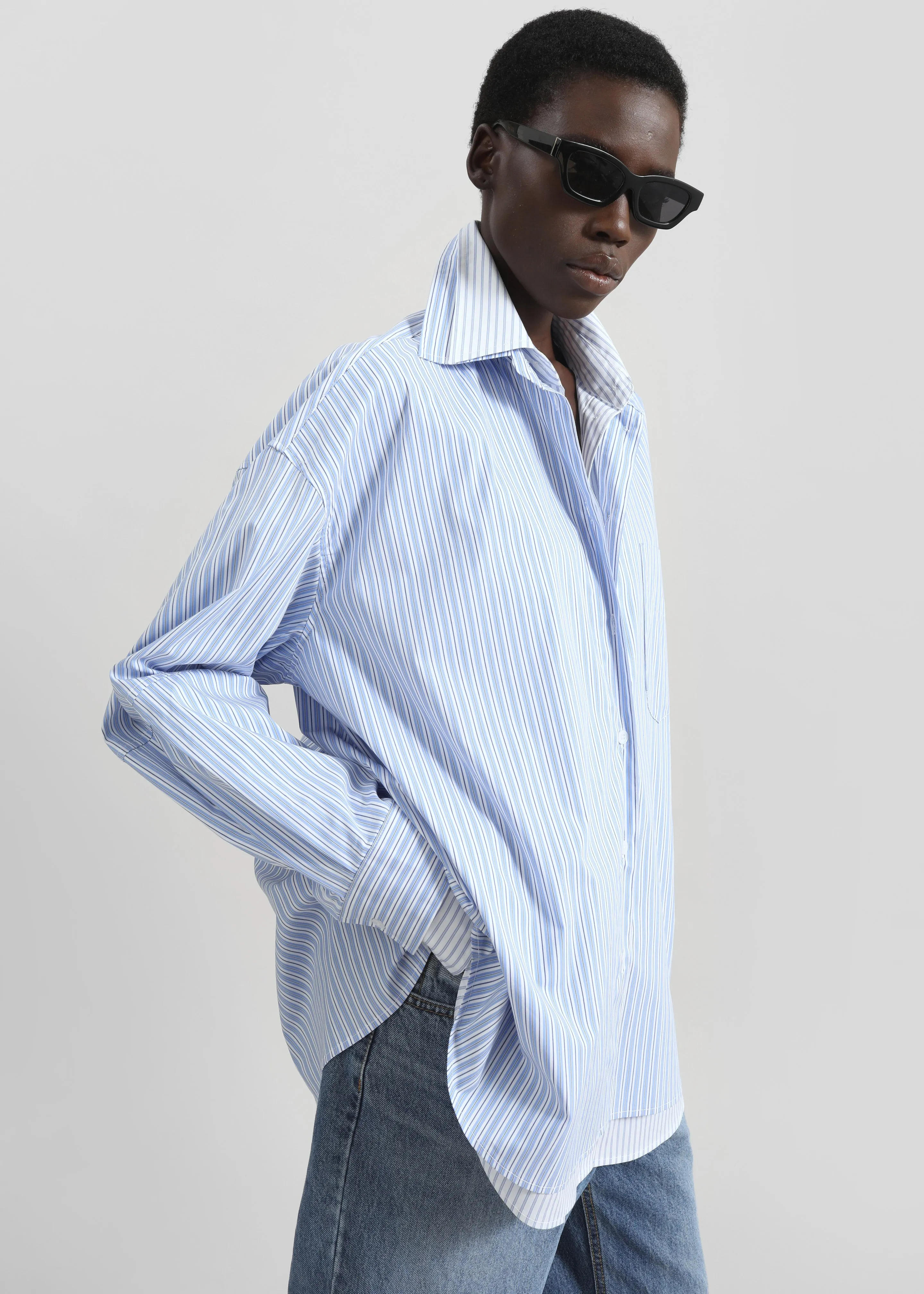Lienz Double Shirt - Blue/White Stripe sold by Frankie Shop product image thumbnail 4