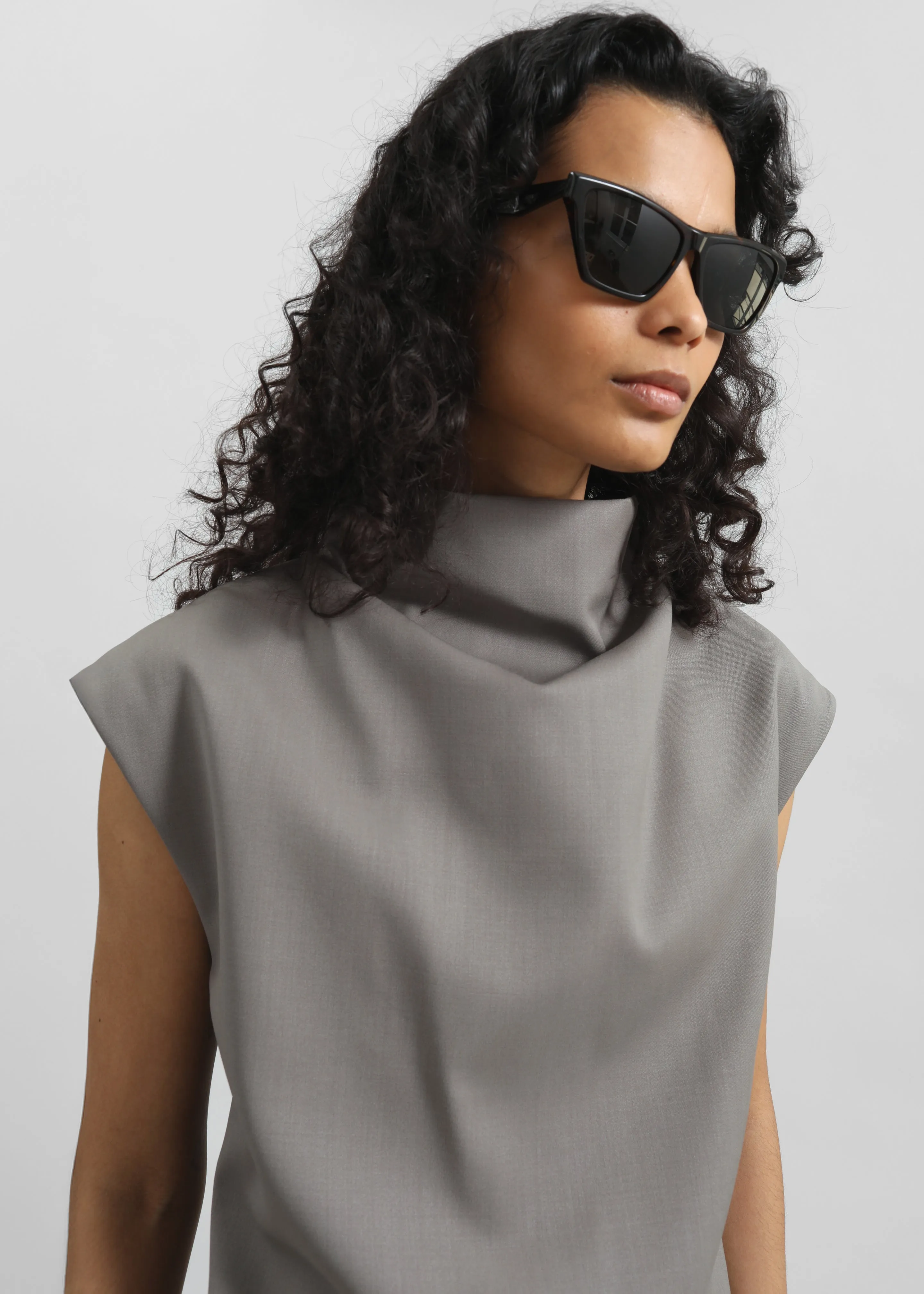 Mijas Mock Neck Top - Grey sold by Frankie Shop