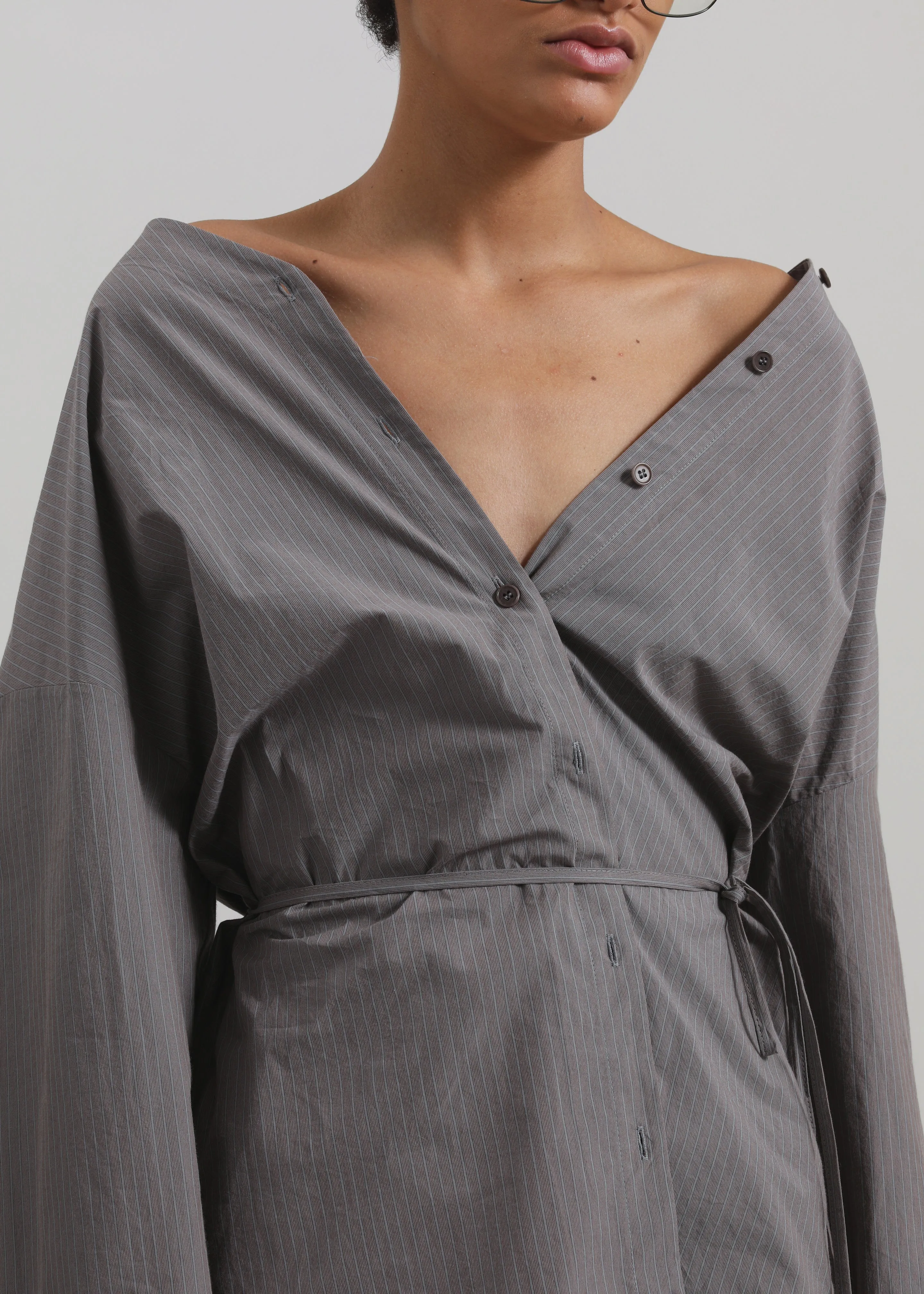 Amomento Striped Shirt Dress - Grey sold by Frankie Shop product image thumbnail 5