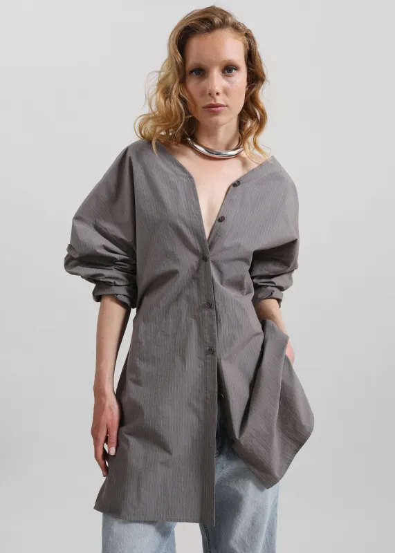 Amomento Striped Shirt Dress - Grey made by Amomento