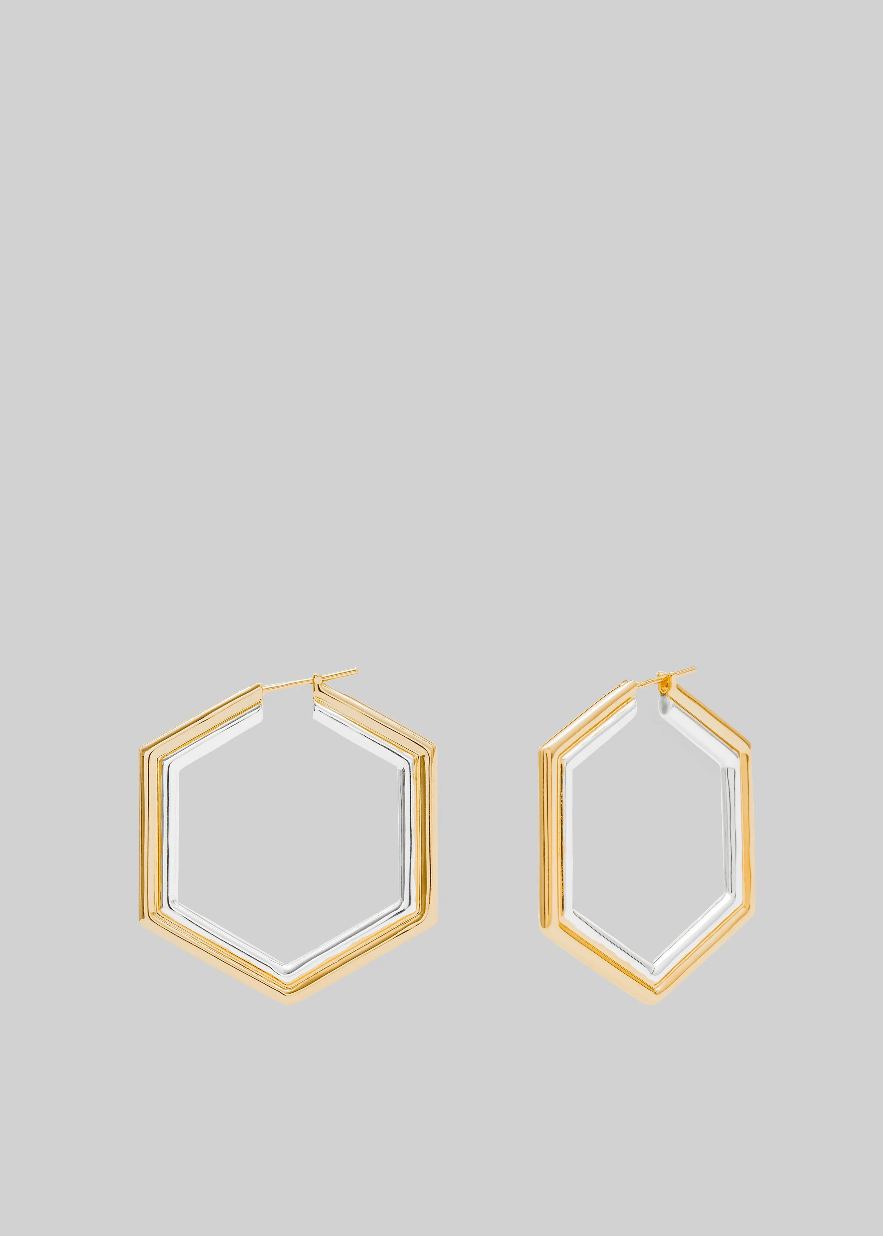 Bevza Big Honeycomb Hoops - Gold/Silver sold by Frankie Shop product image thumbnail 4