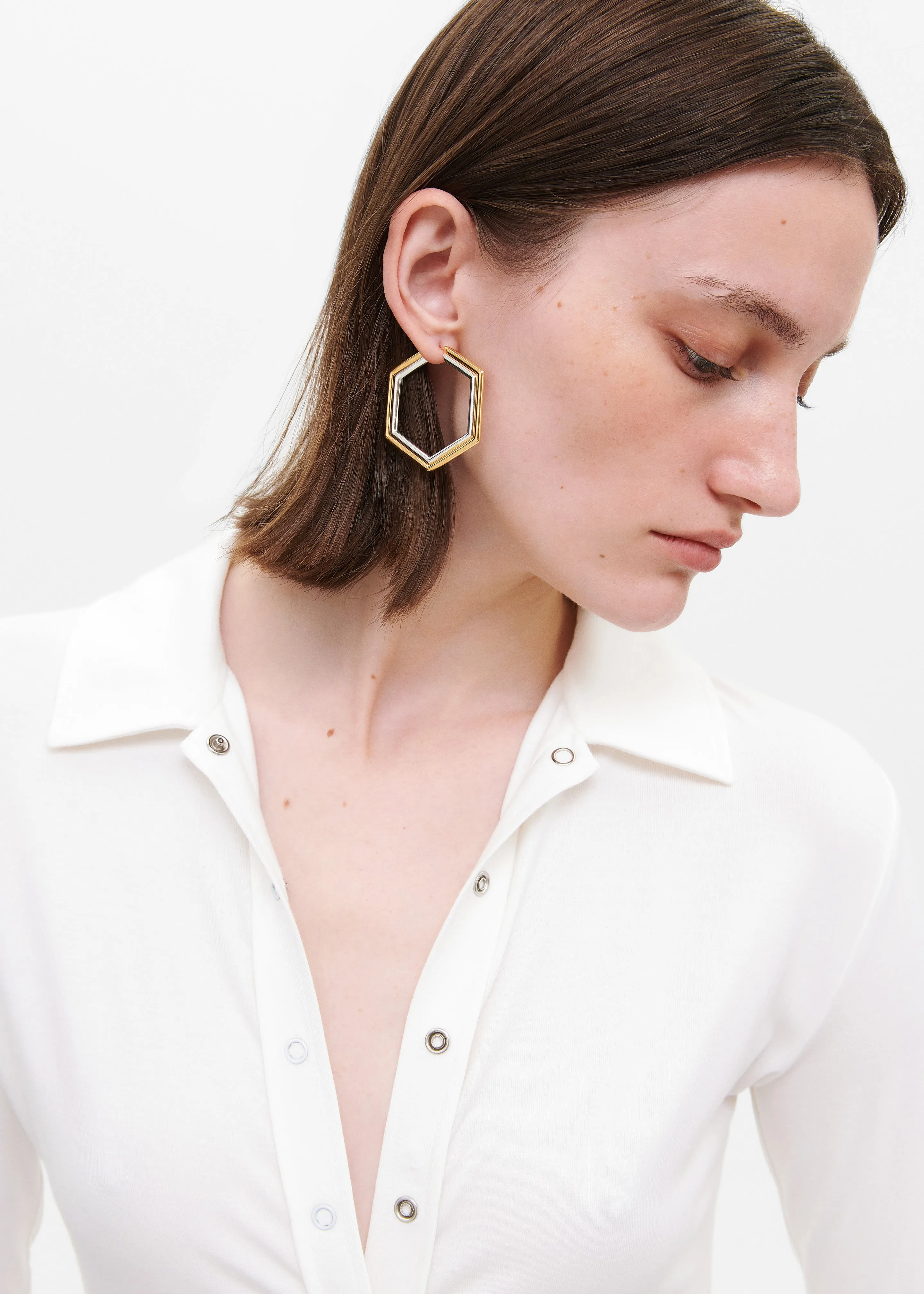 Bevza Big Honeycomb Hoops - Gold/Silver sold by Frankie Shop product image thumbnail 2