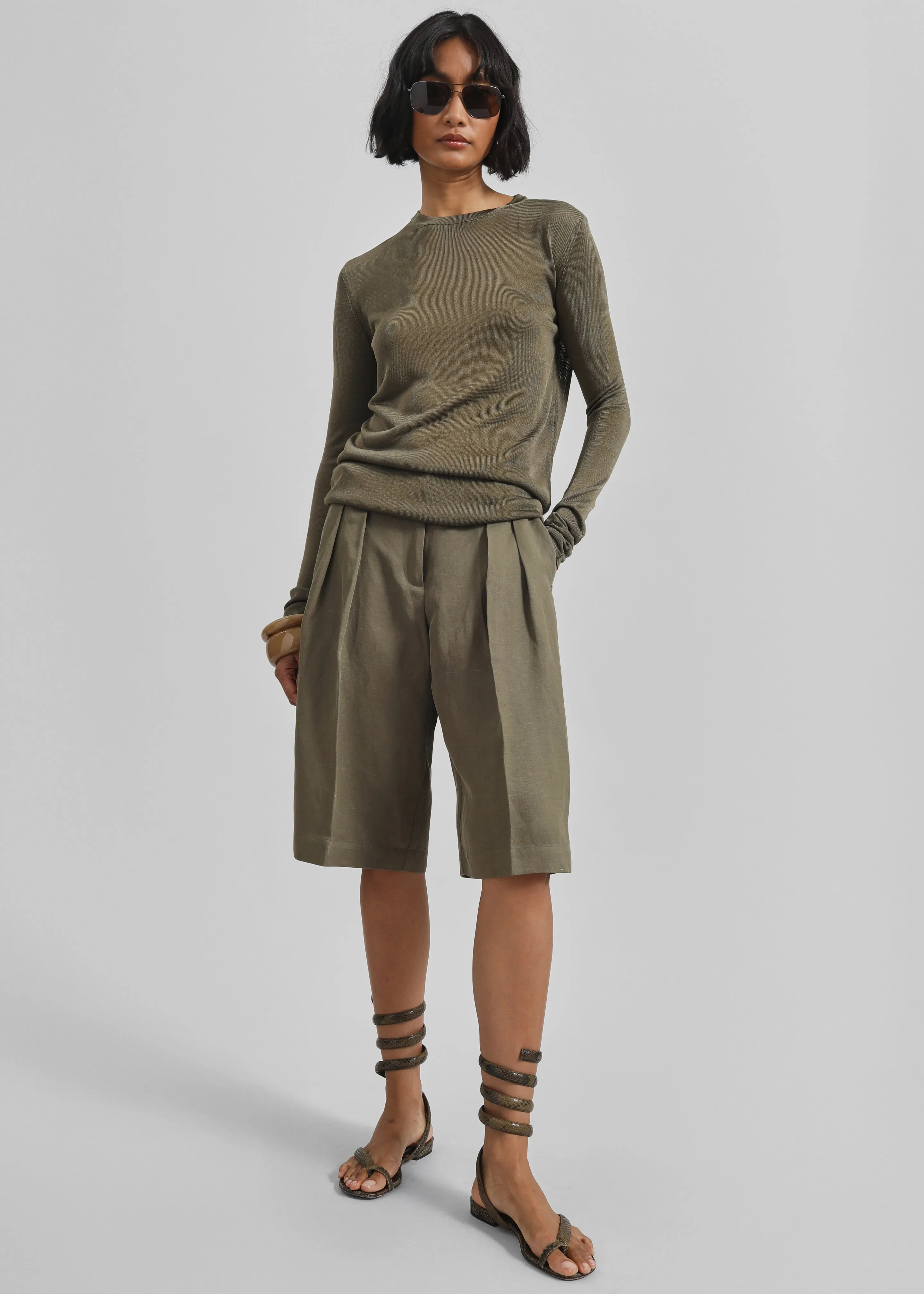 Kazel Thin Knit Top - Khaki sold by Frankie Shop product image thumbnail 4