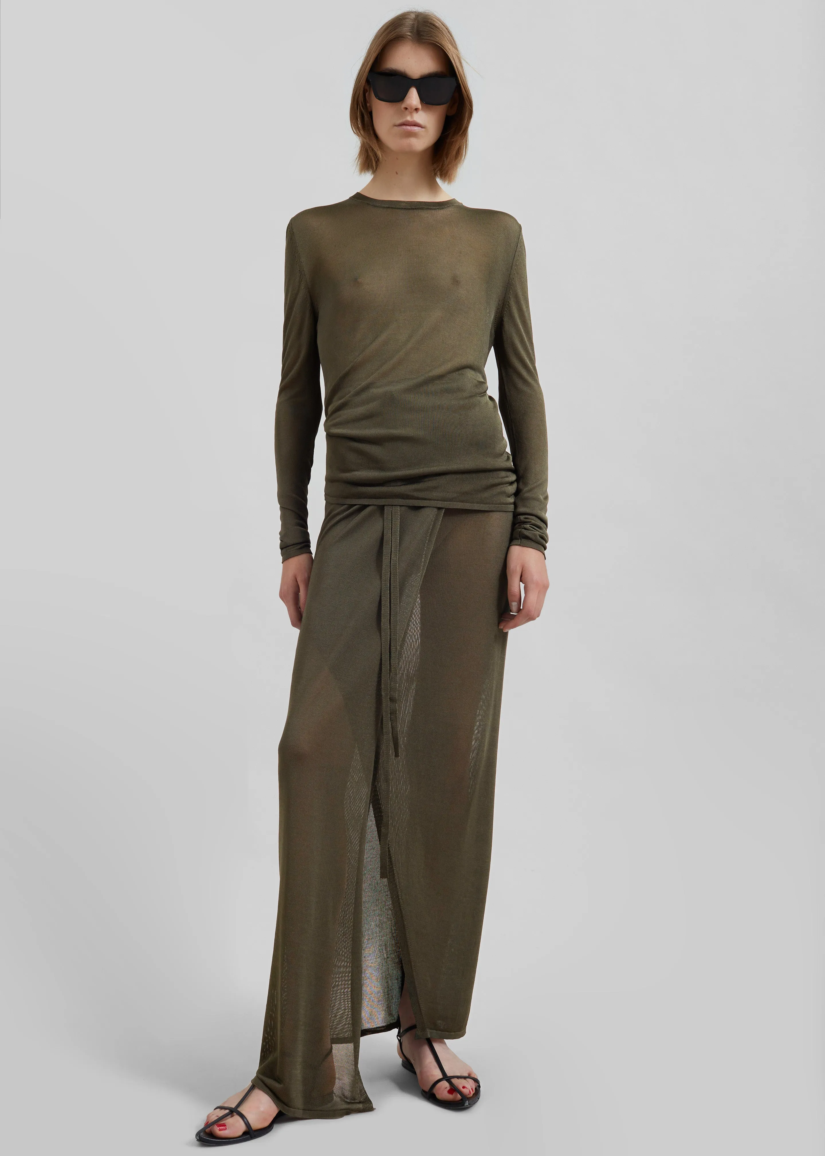 Kazel Thin Knit Top - Khaki sold by Frankie Shop product image thumbnail 3