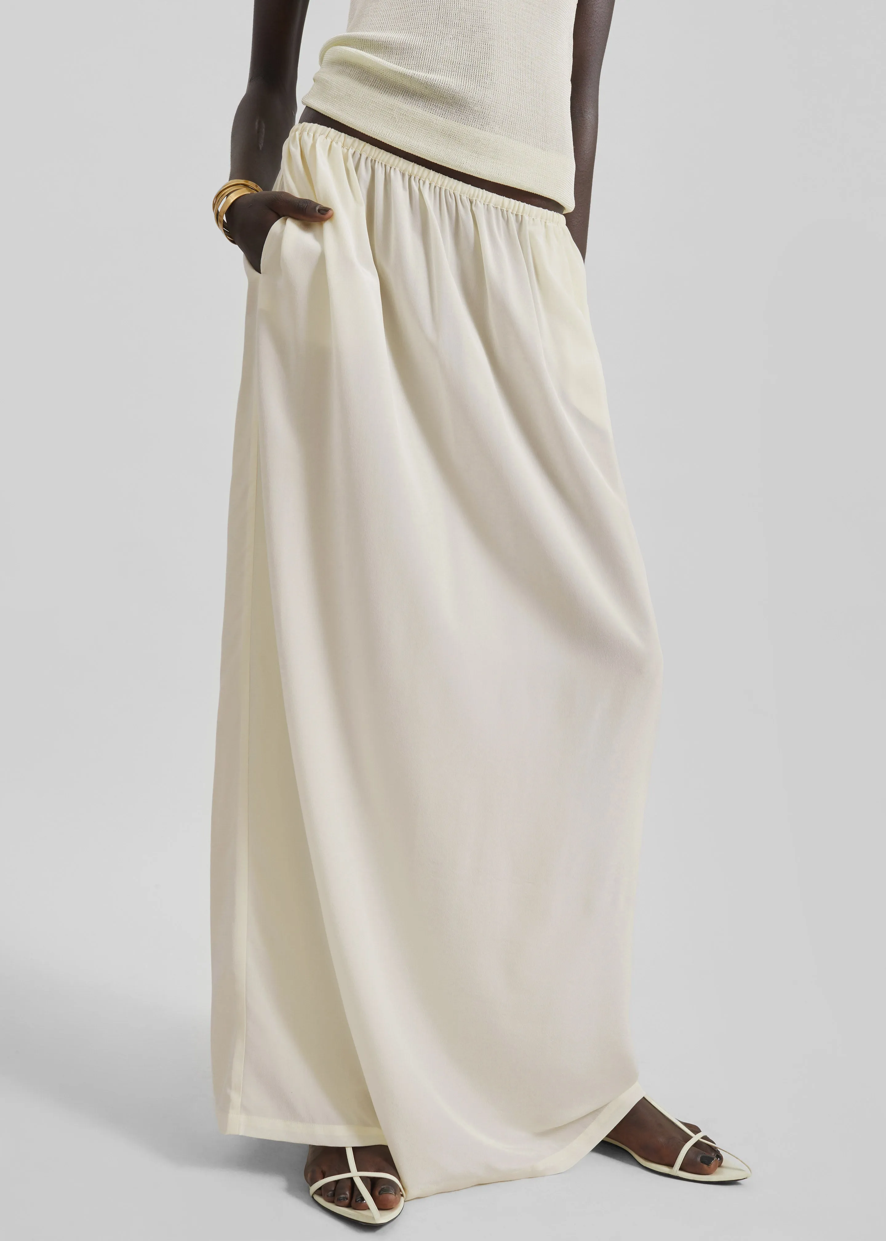 Sibena Silk Maxi Skirt - Pale Yellow sold by Frankie Shop product image thumbnail 2