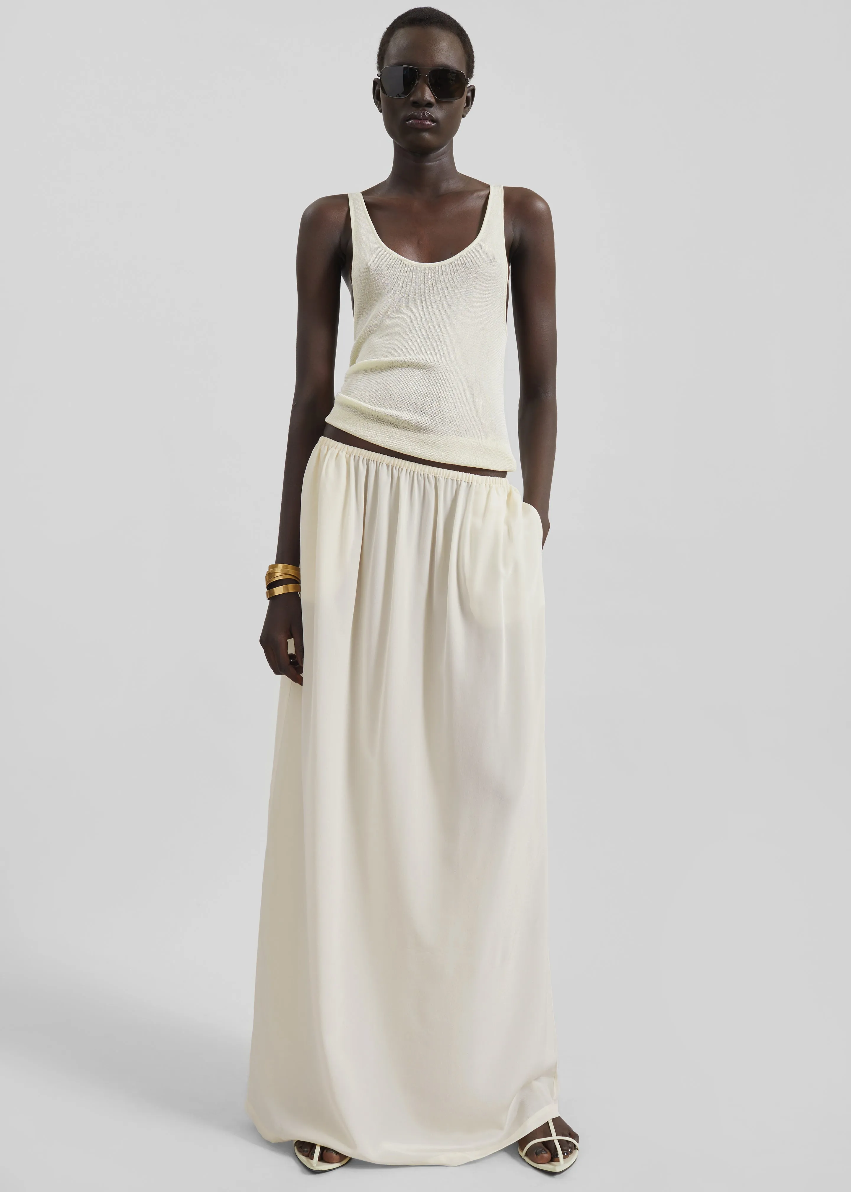 Sibena Silk Maxi Skirt - Pale Yellow sold by Frankie Shop