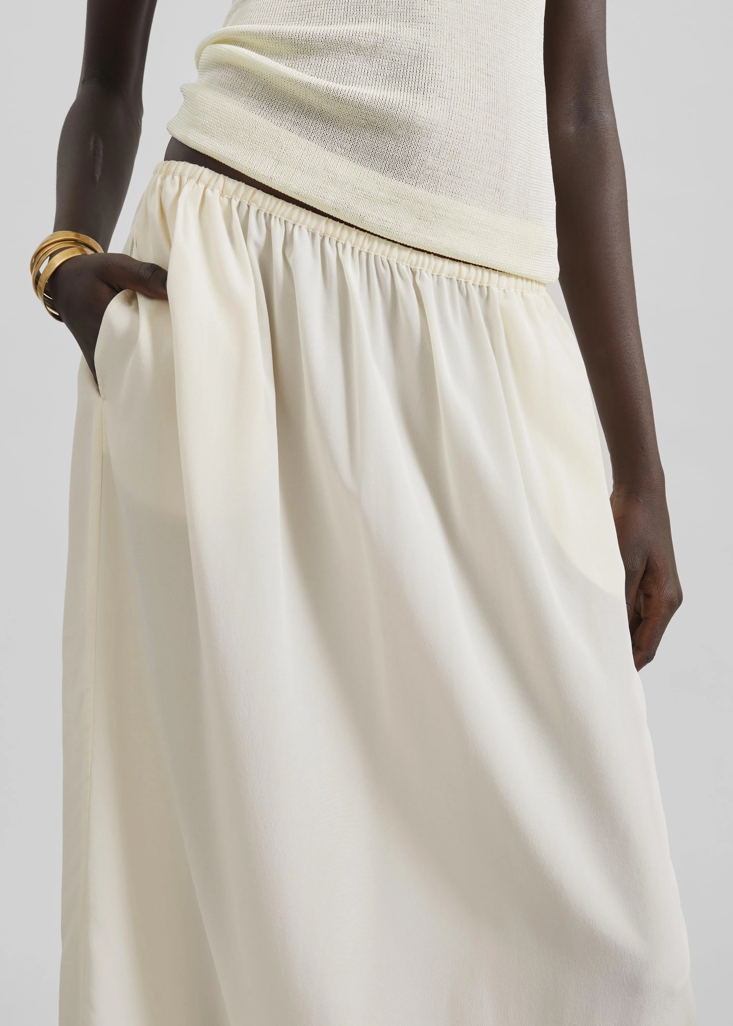 Sibena Silk Maxi Skirt - Pale Yellow sold by Frankie Shop product image thumbnail 3