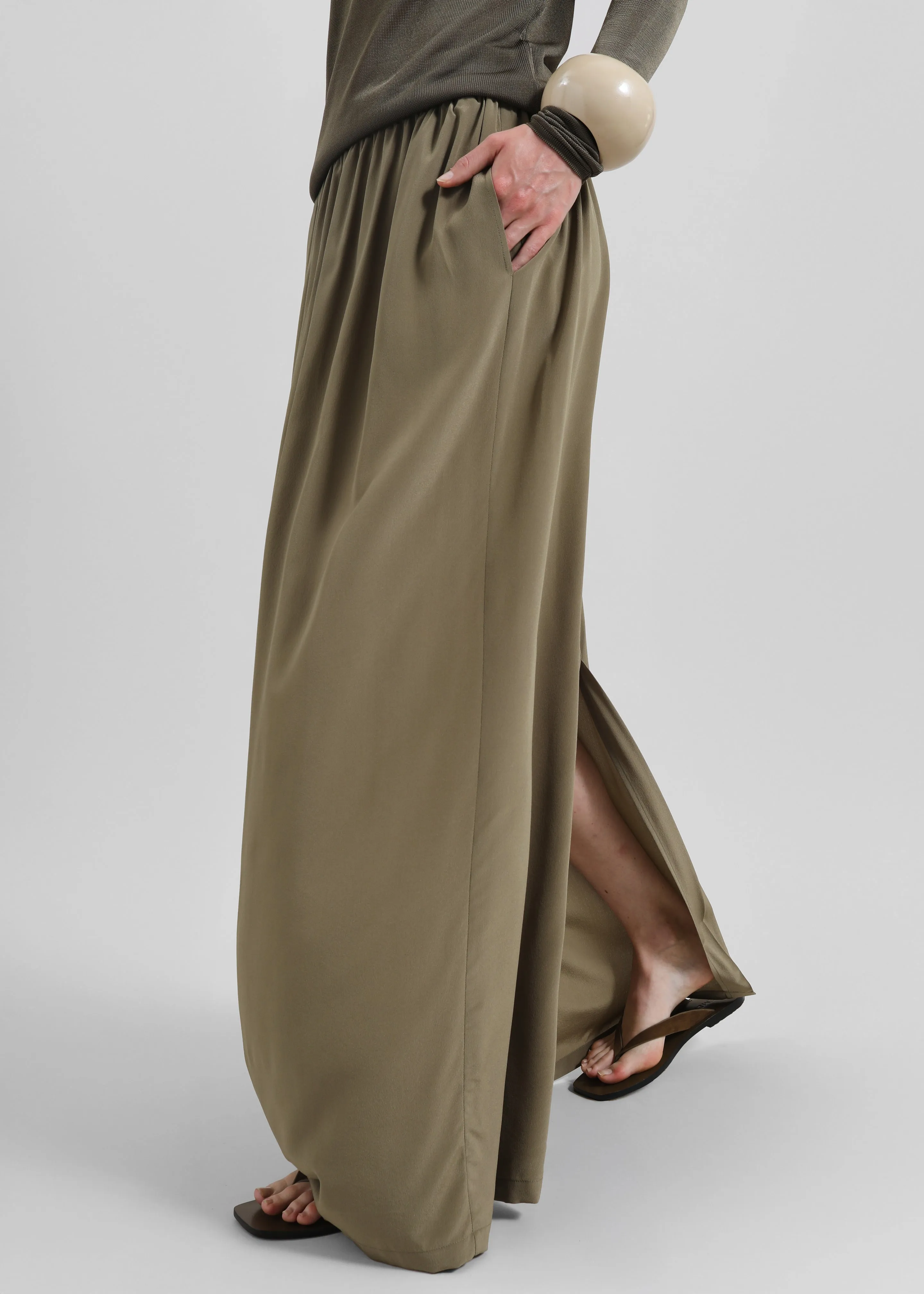 Sibena Silk Maxi Skirt - Khaki sold by Frankie Shop product image thumbnail 3
