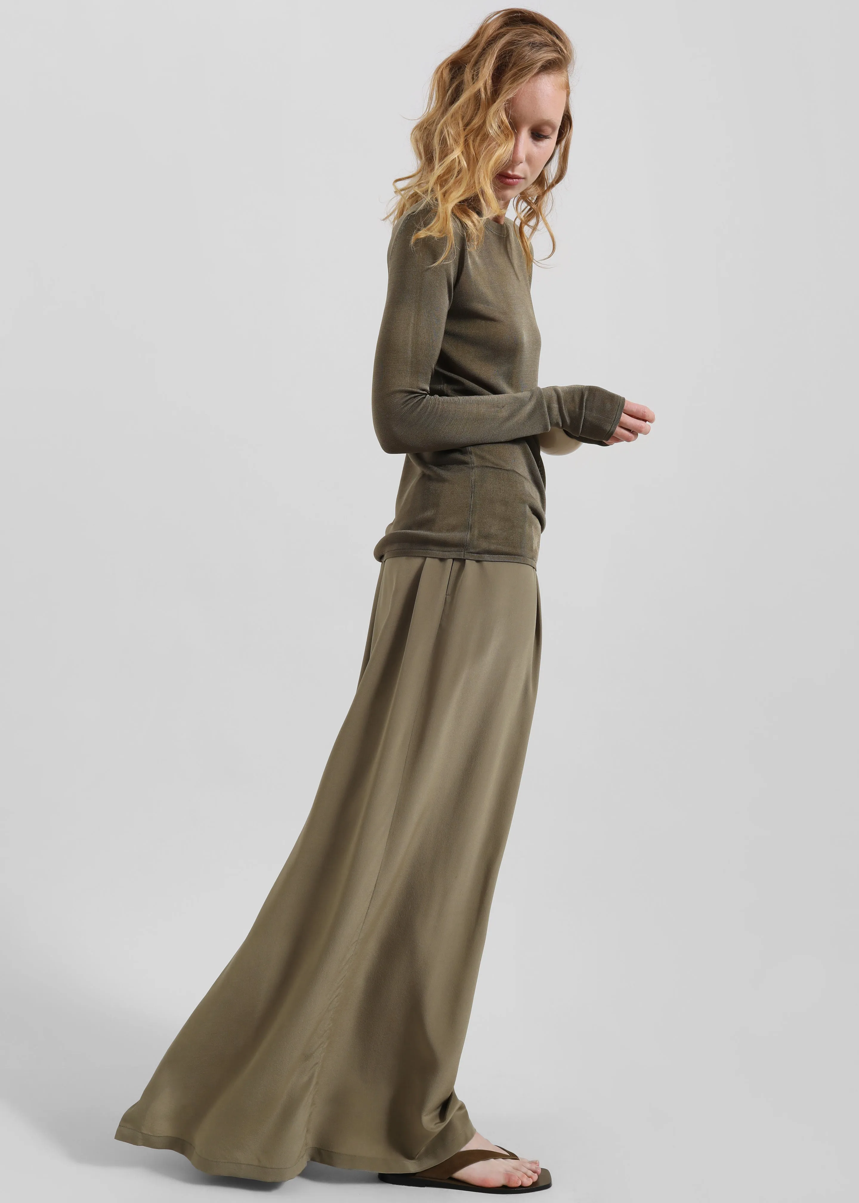 Sibena Silk Maxi Skirt - Khaki sold by Frankie Shop product image thumbnail 2