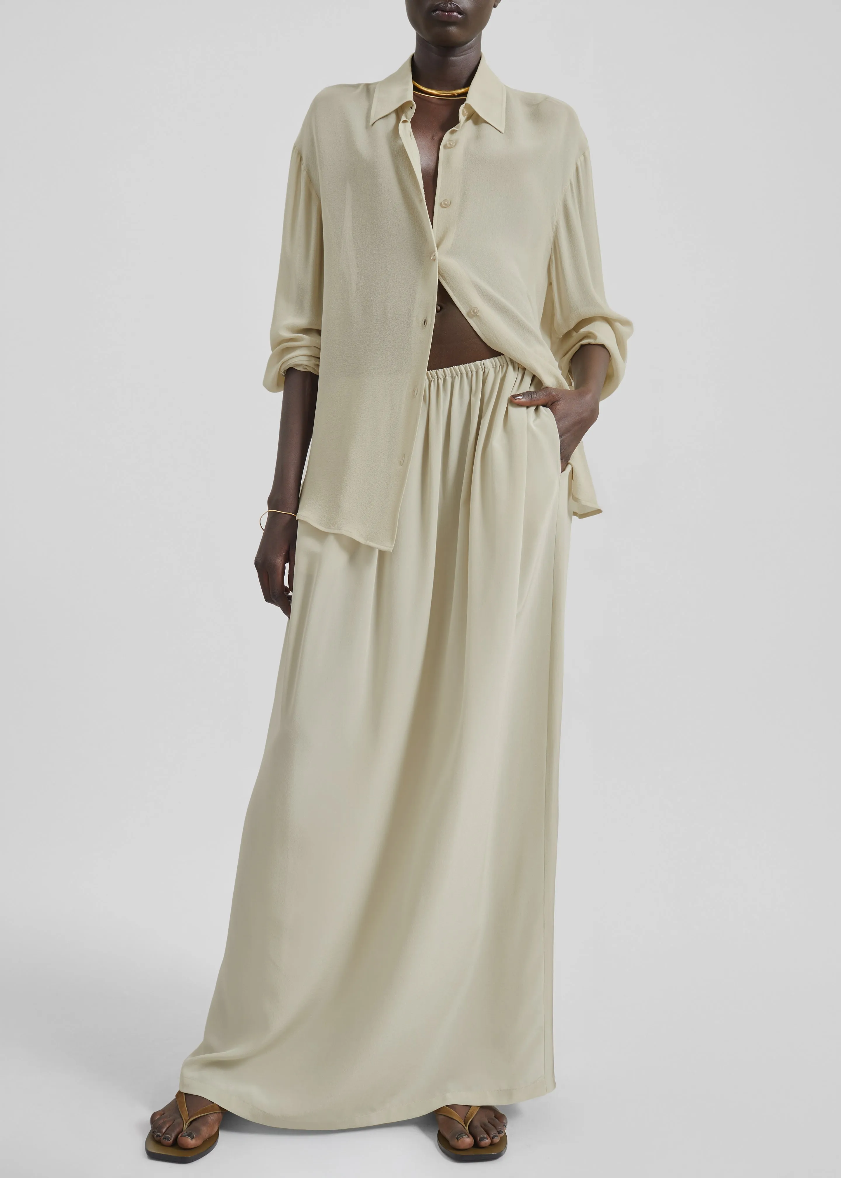 Sibena Silk Maxi Skirt - Cement sold by Frankie Shop product image thumbnail 2