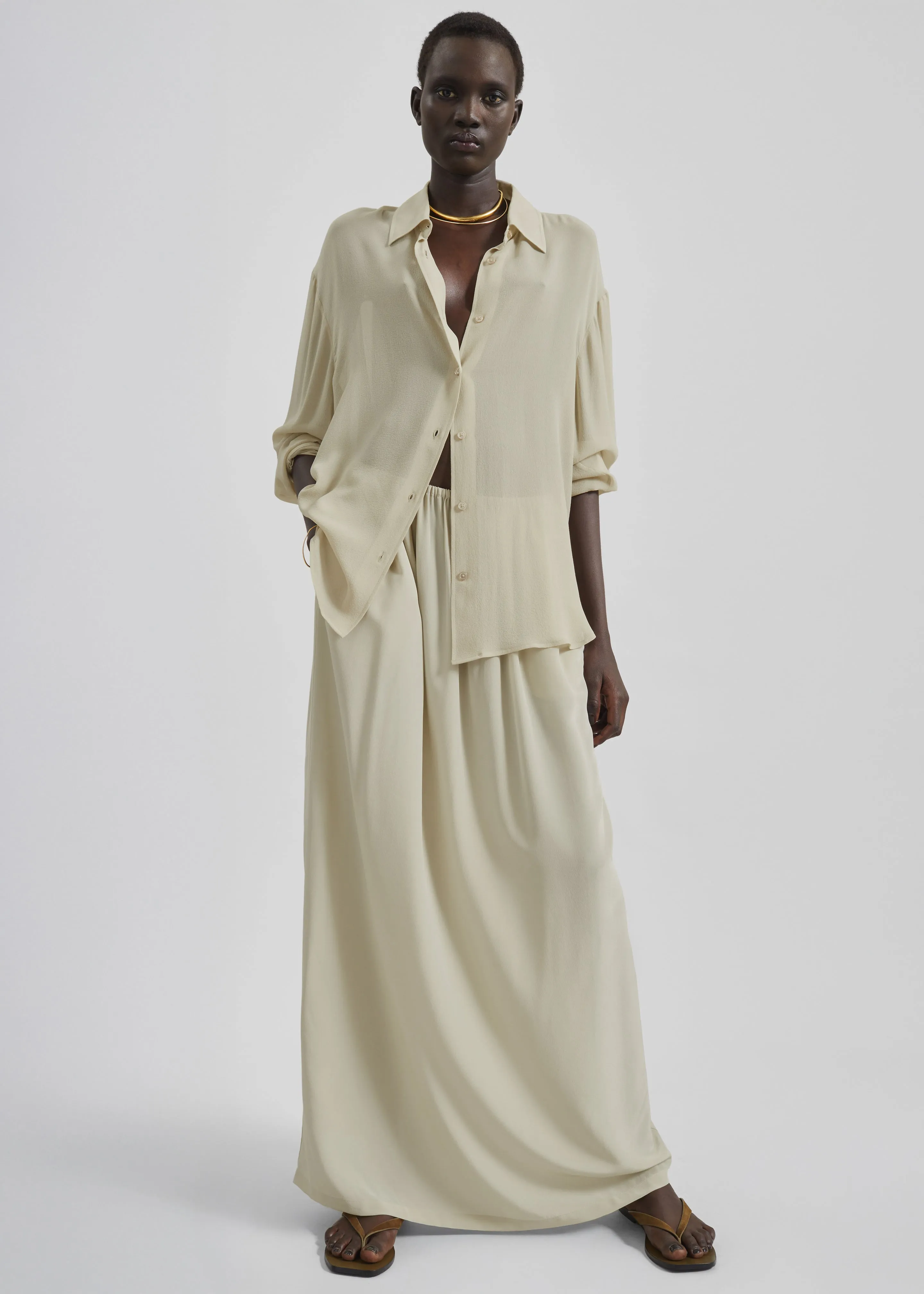 Sibena Silk Maxi Skirt - Cement sold by Frankie Shop