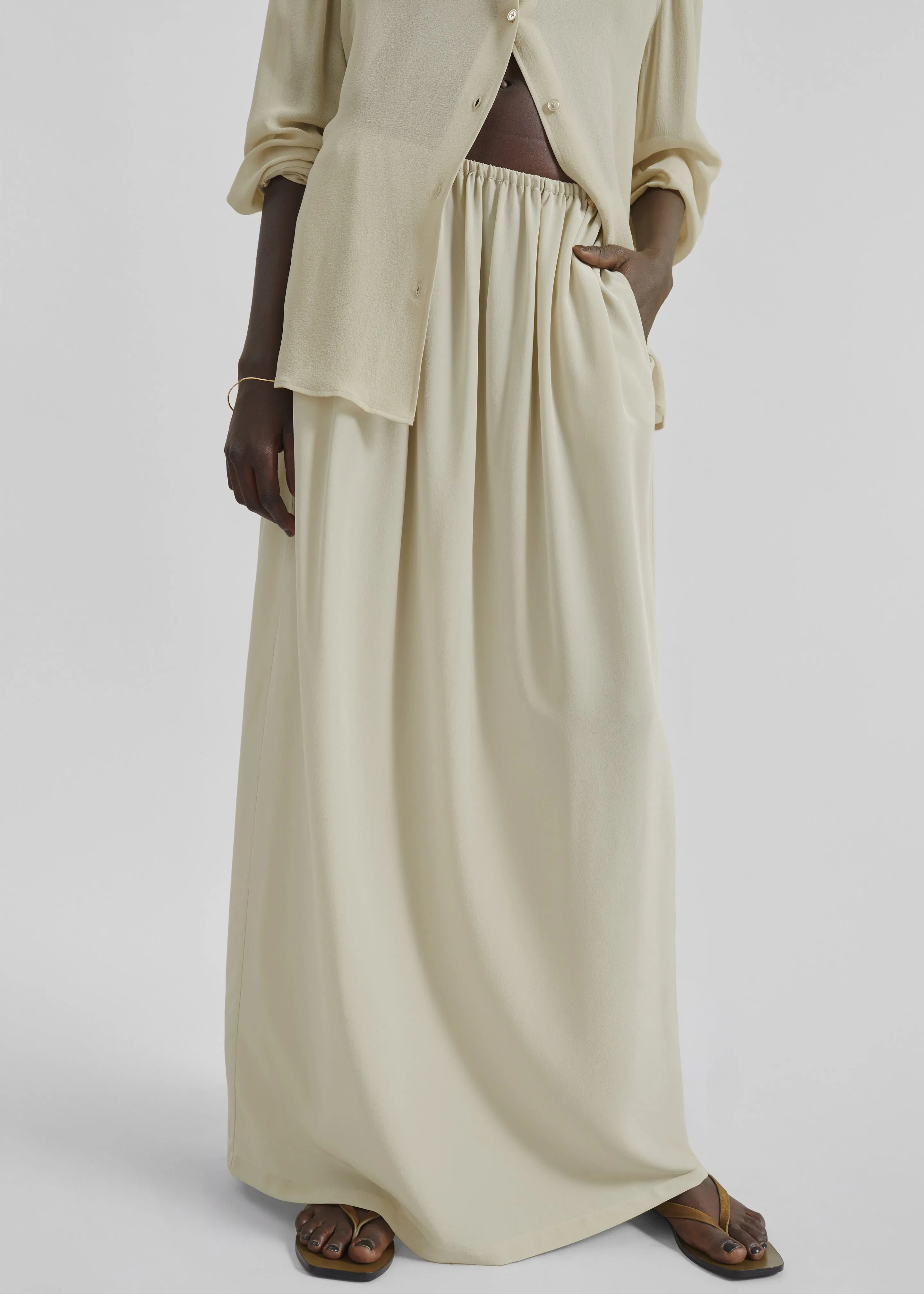Sibena Silk Maxi Skirt - Cement sold by Frankie Shop product image thumbnail 3