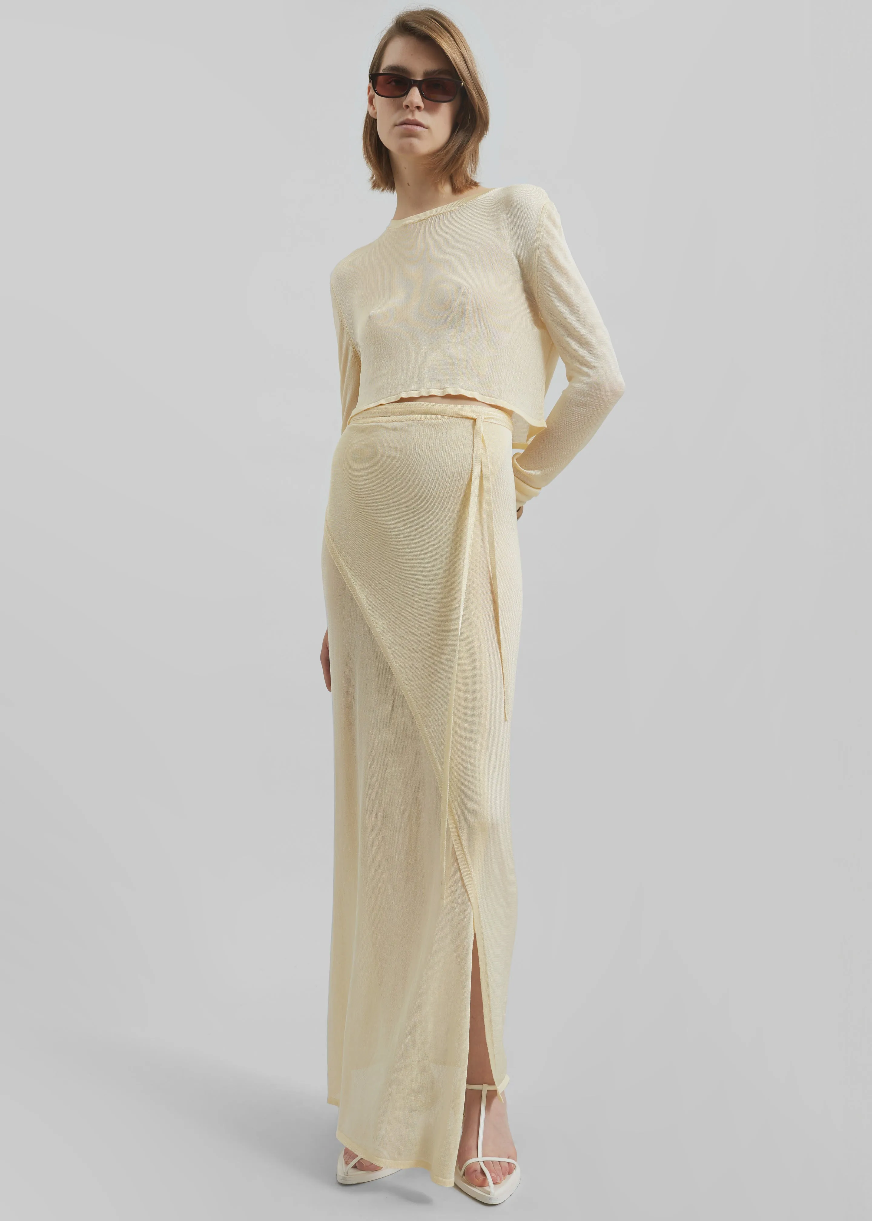 Kazel Cropped Thin Knit Top - Pale Yellow sold by Frankie Shop product image thumbnail 2