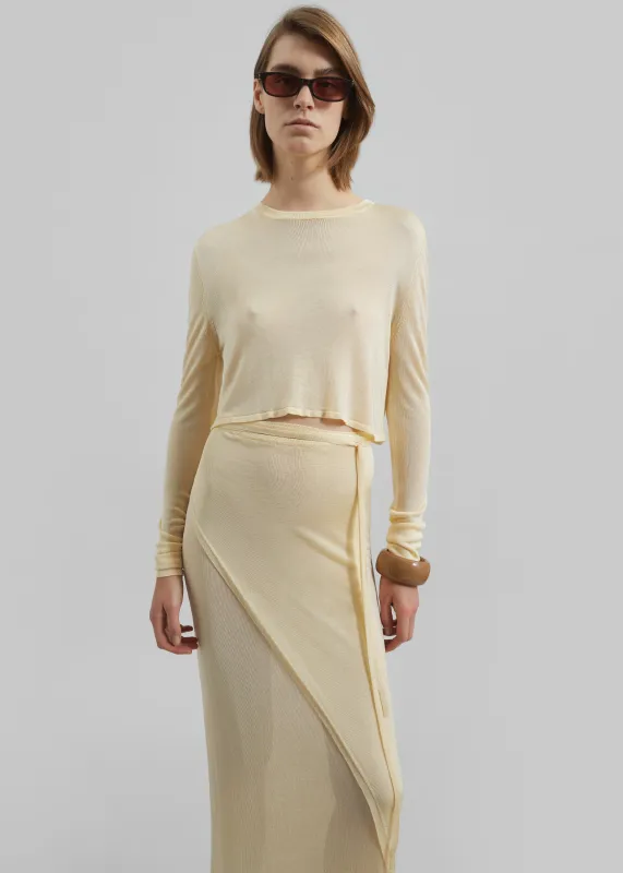 Kazel Cropped Thin Knit Top - Pale Yellow sold by Frankie Shop