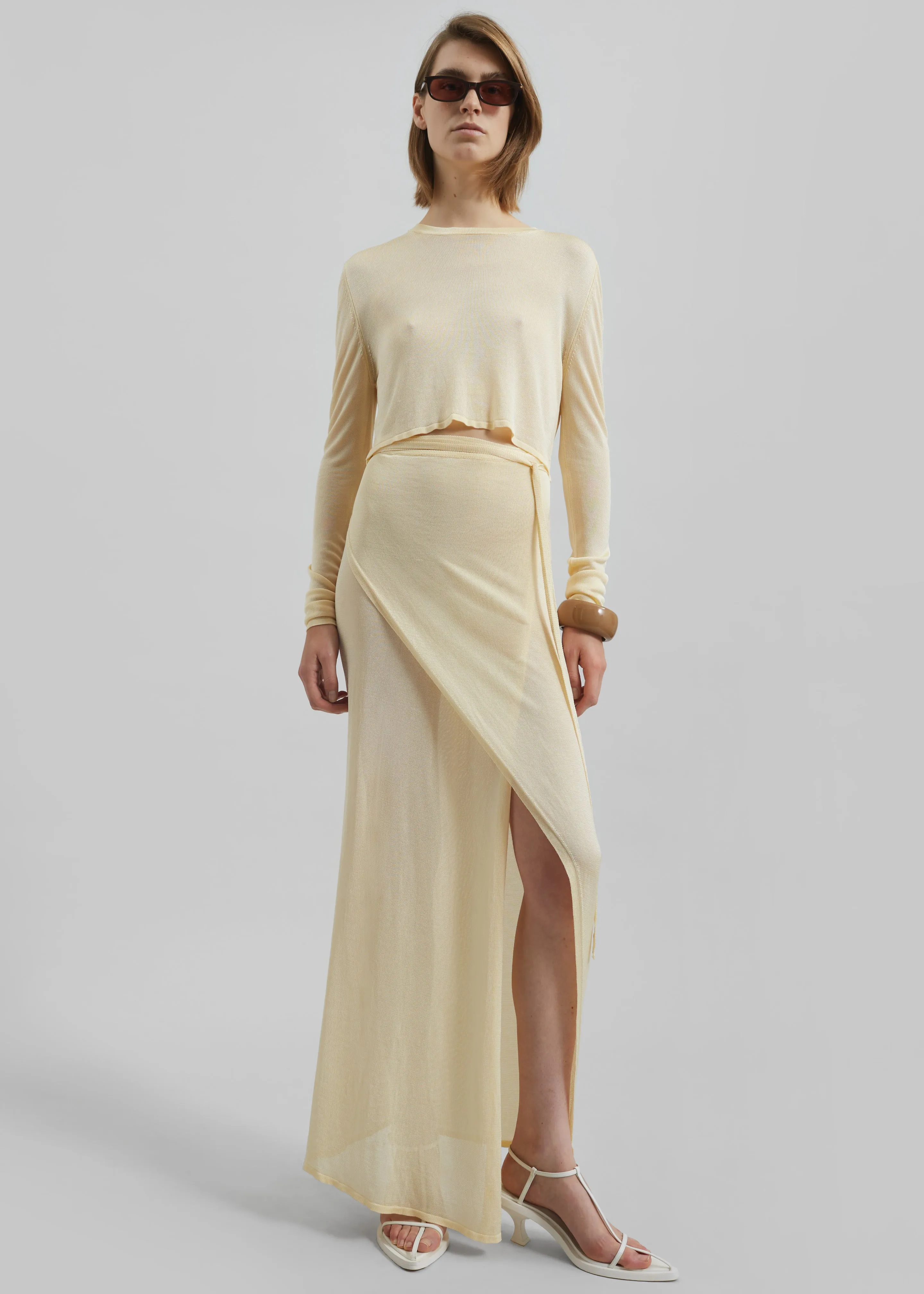 Alsen Thin Knit Wrap Skirt - Pale Yellow sold by Frankie Shop