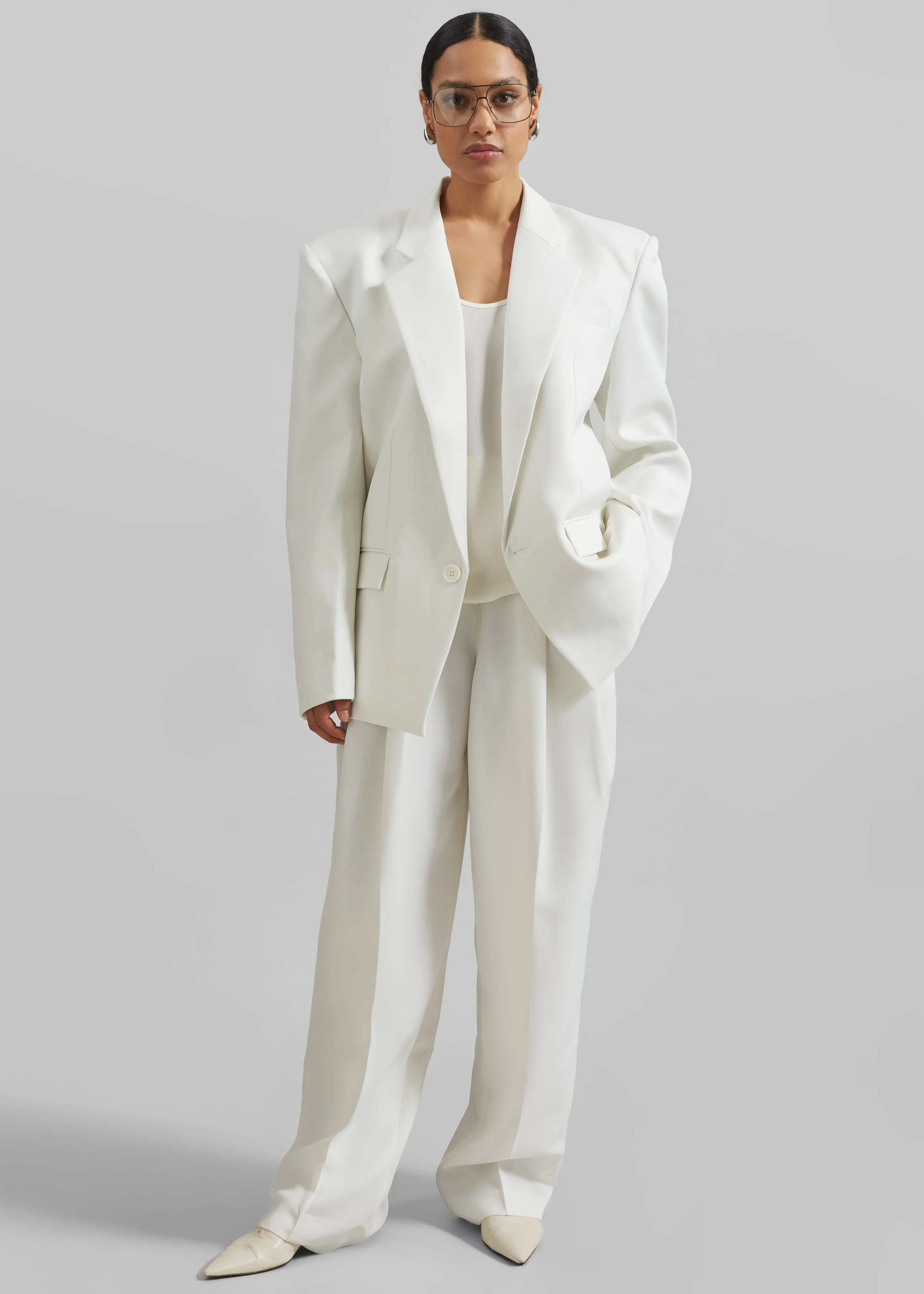 Gelso Pleated Twill Trousers - White sold by Frankie Shop product image thumbnail 4