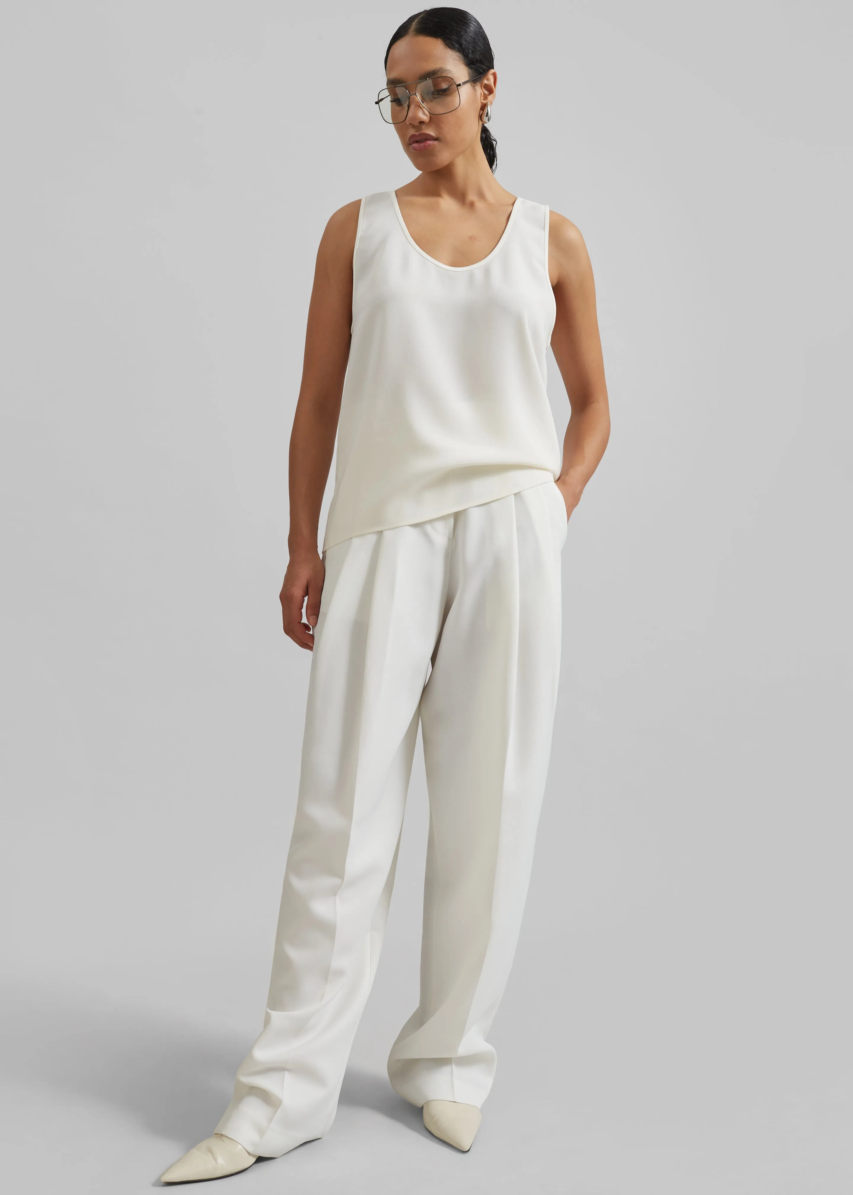 Gelso Pleated Twill Trousers - White sold by Frankie Shop product image thumbnail 5